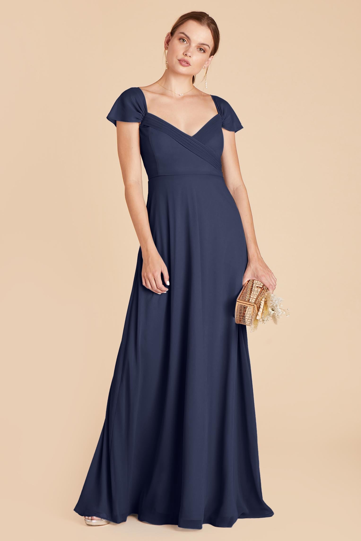 Spence Convertible Chiffon Bridesmaid Dress in Slate Blue | Birdy Grey