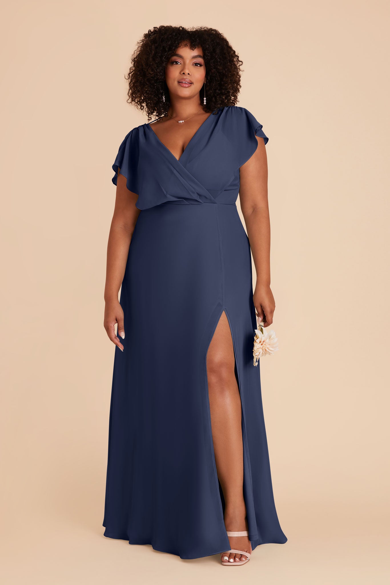 Violet Chiffon Dress - Slate Blue