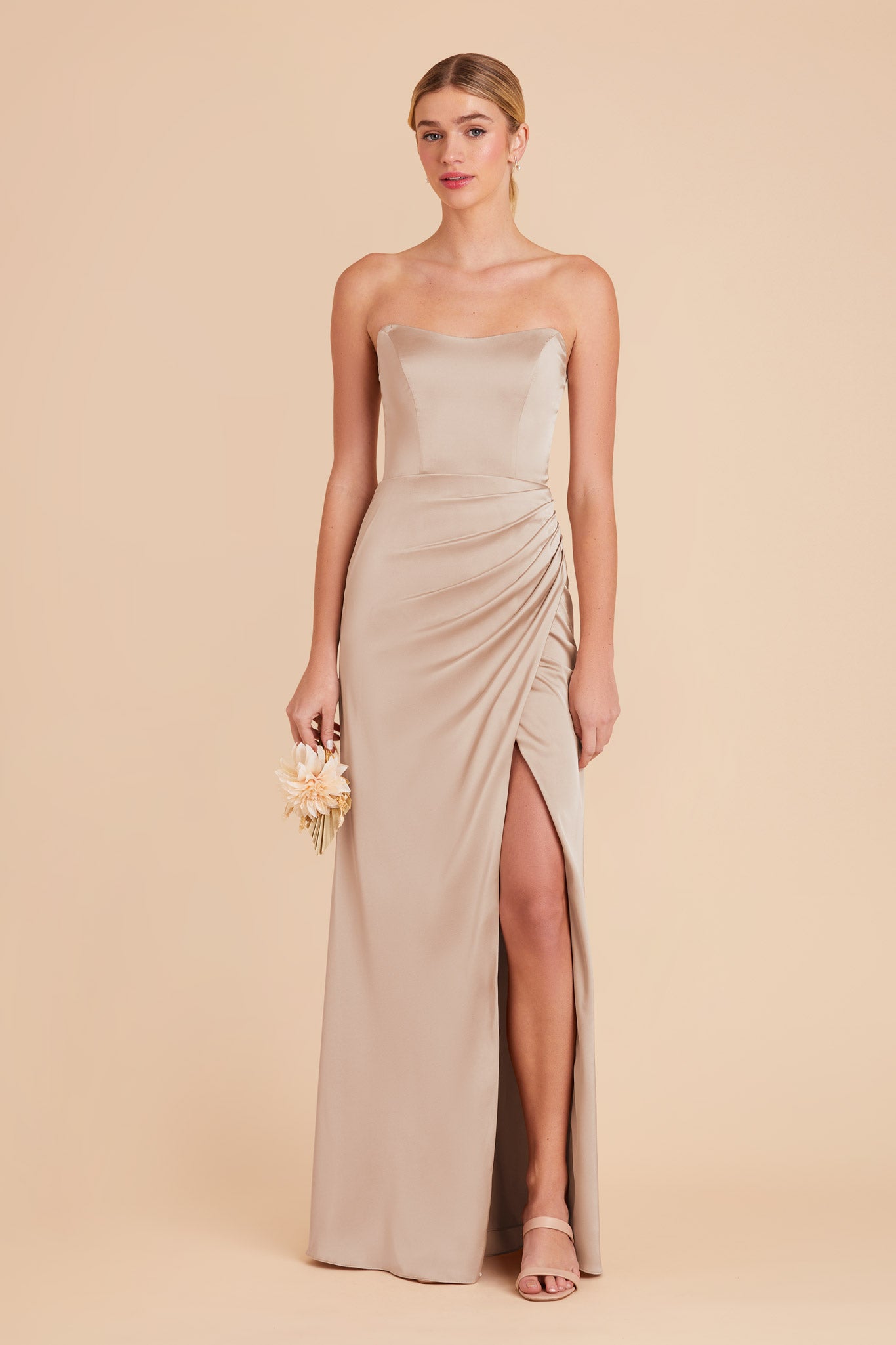 Taupe Anne Matte Satin Dress by Birdy GreyTaupe Anne Matte Satin Dress by Birdy Grey