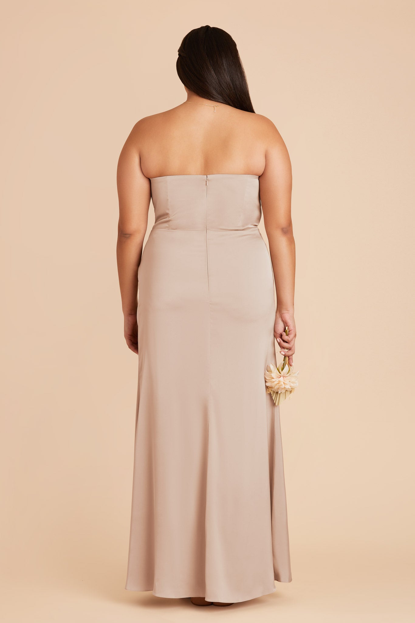 Taupe Anne Matte Satin Dress by Birdy Grey