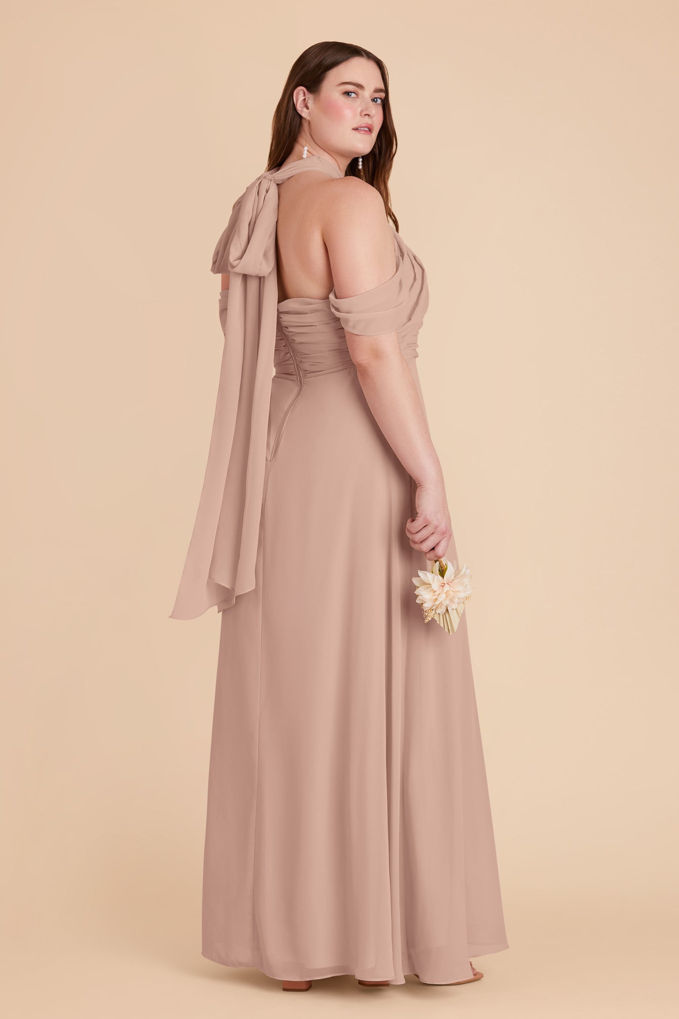 Taupe Cara Chiffon Dress by Birdy Grey