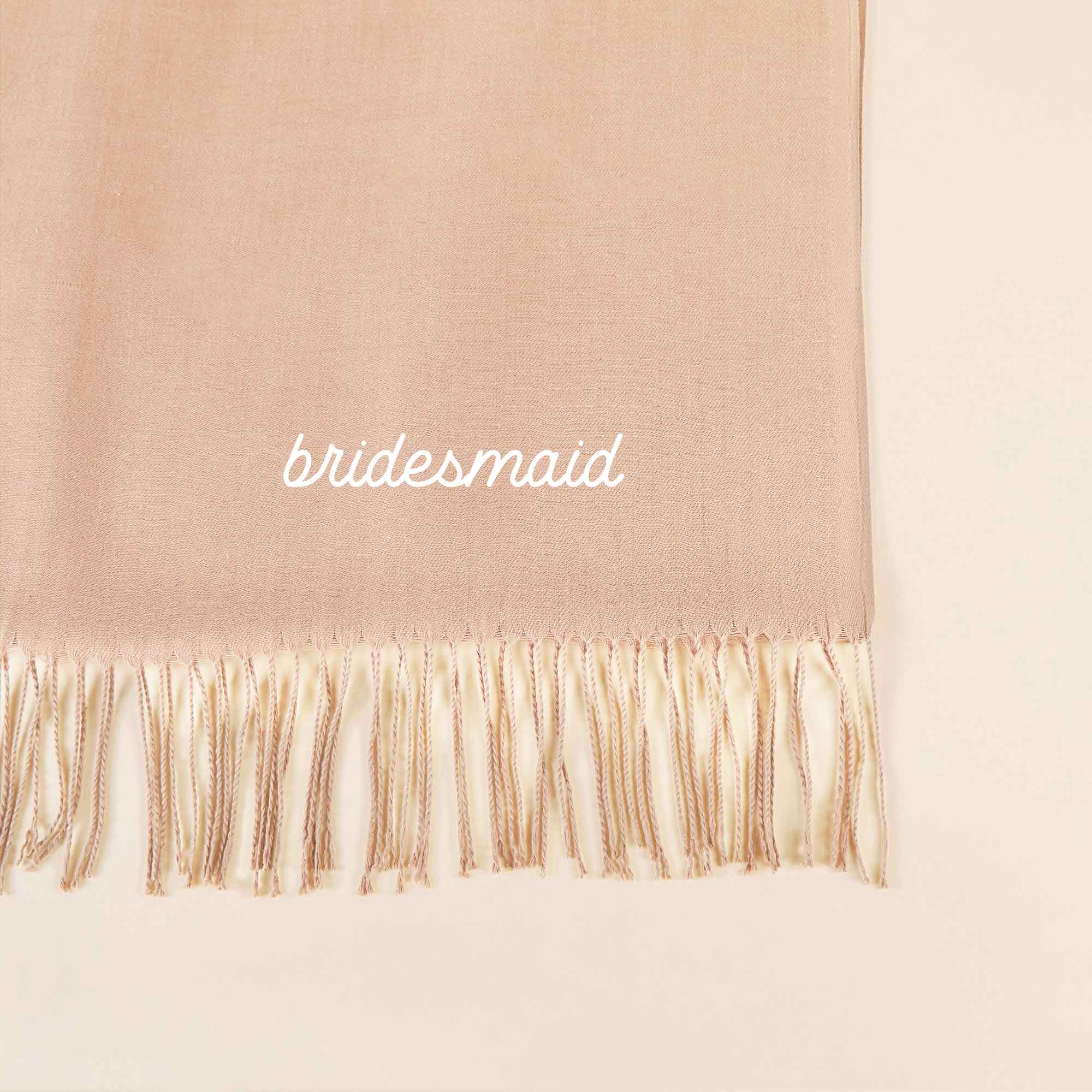 Shawl With Fringe in Taupe by Birdy Grey, front view