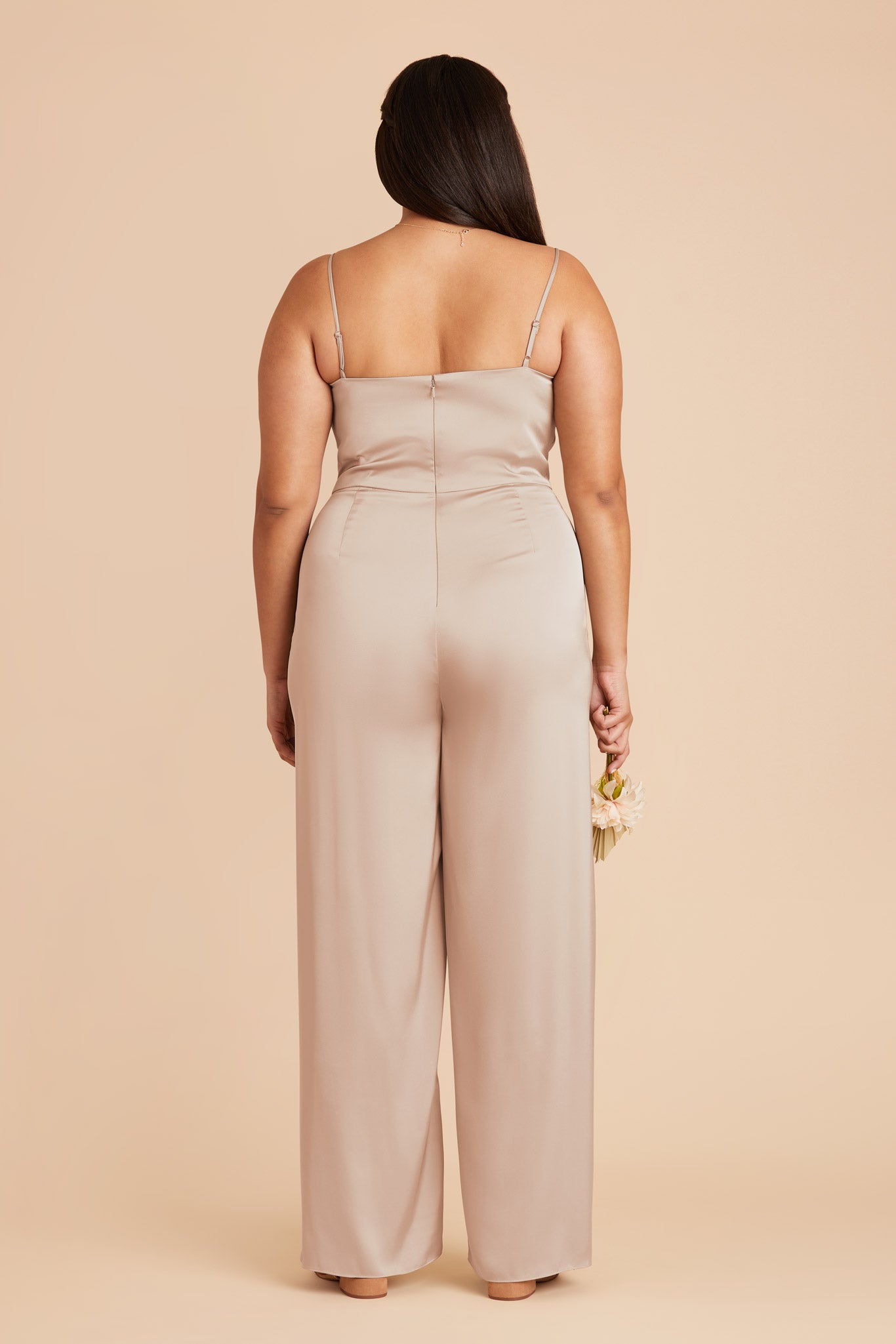 Taupe Donna Matte Satin Bridesmaid Jumpsuit by Birdy Grey