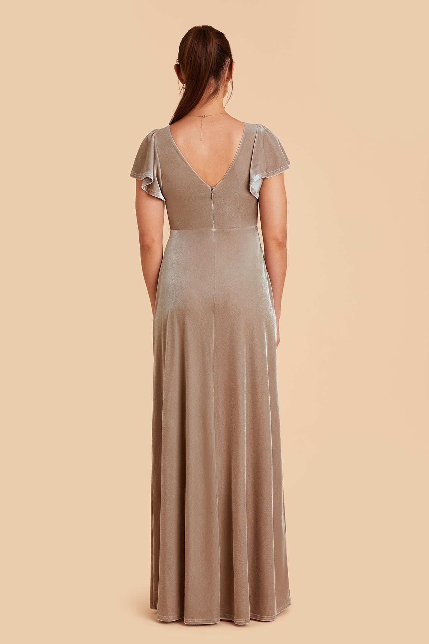 Taupe Hannah Velvet Dress by Birdy Grey