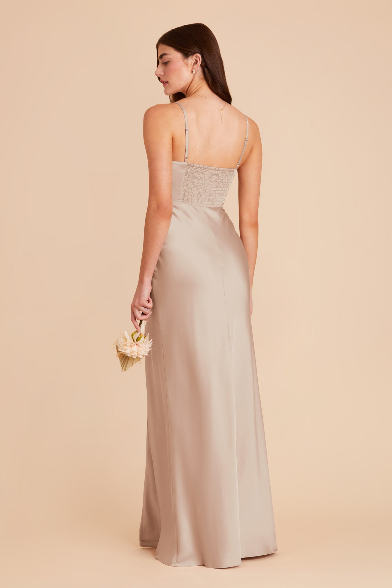 Taupe Jessica Matte Satin Dress by Birdy Grey