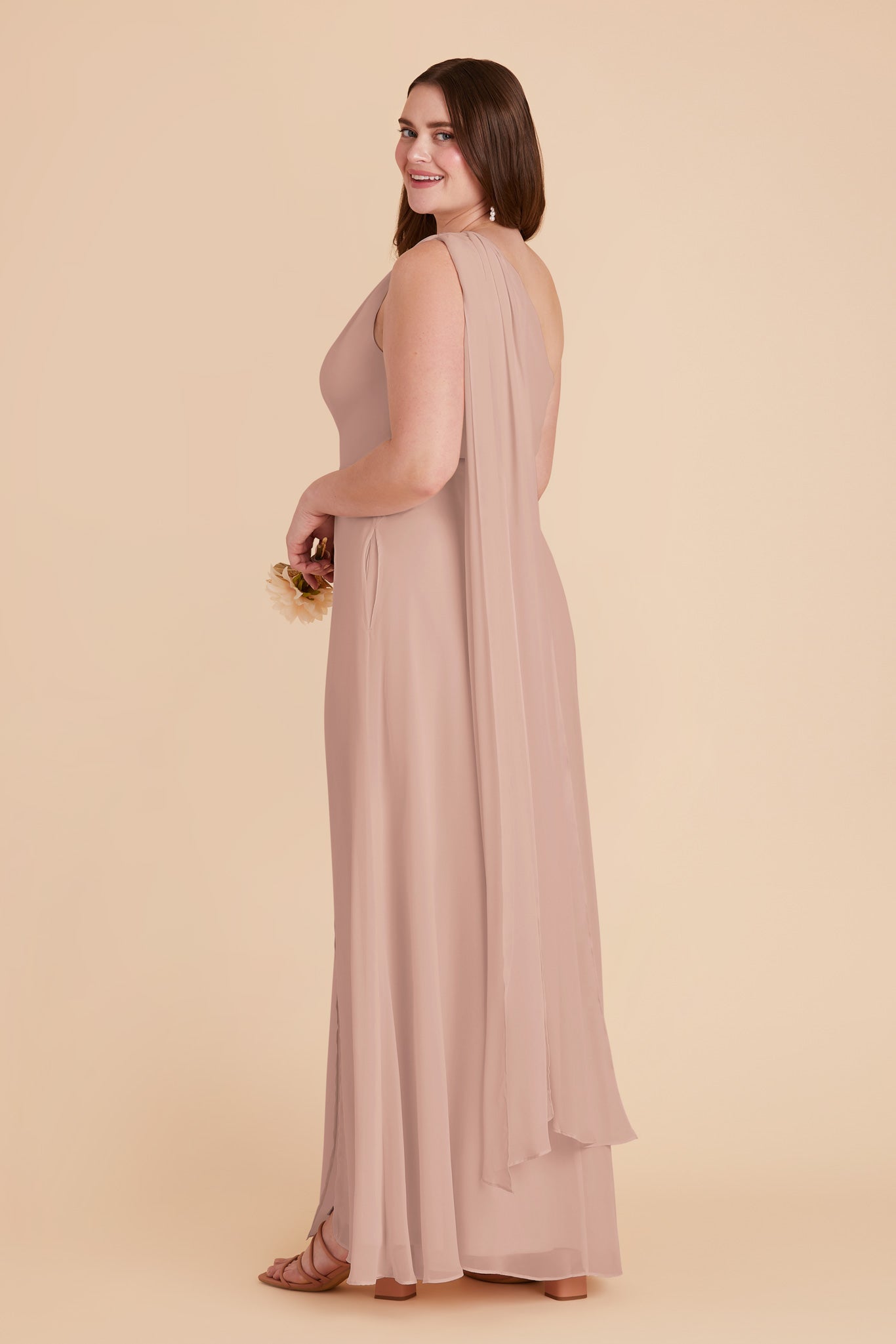 Taupe Melissa Chiffon Dress by Birdy Grey