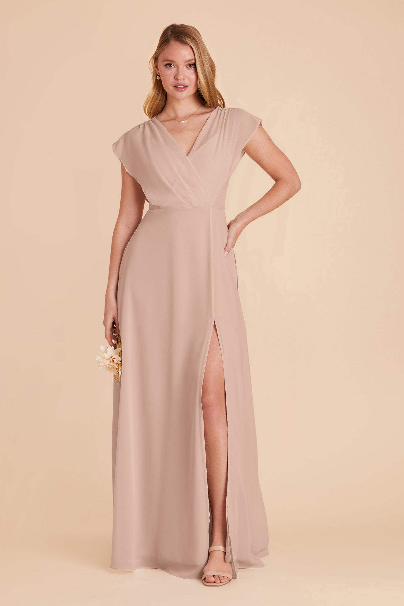 Violet Chiffon Dress - Taupe