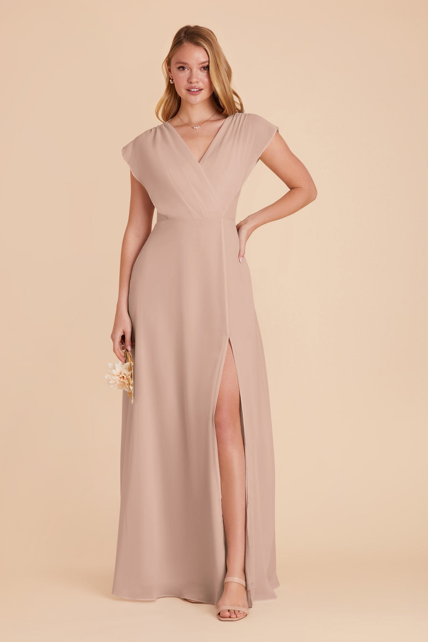 Violet Chiffon Dress - Taupe