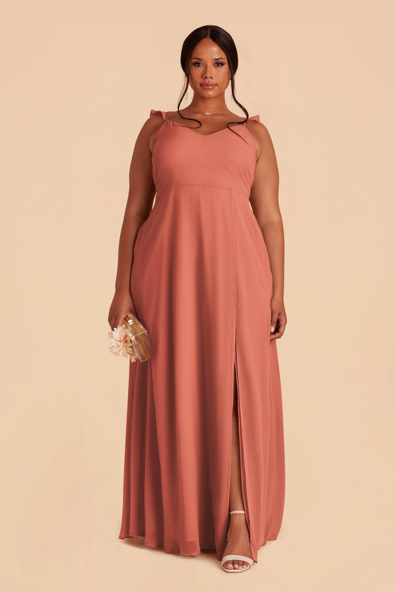 Doris Chiffon Dress - Terracotta