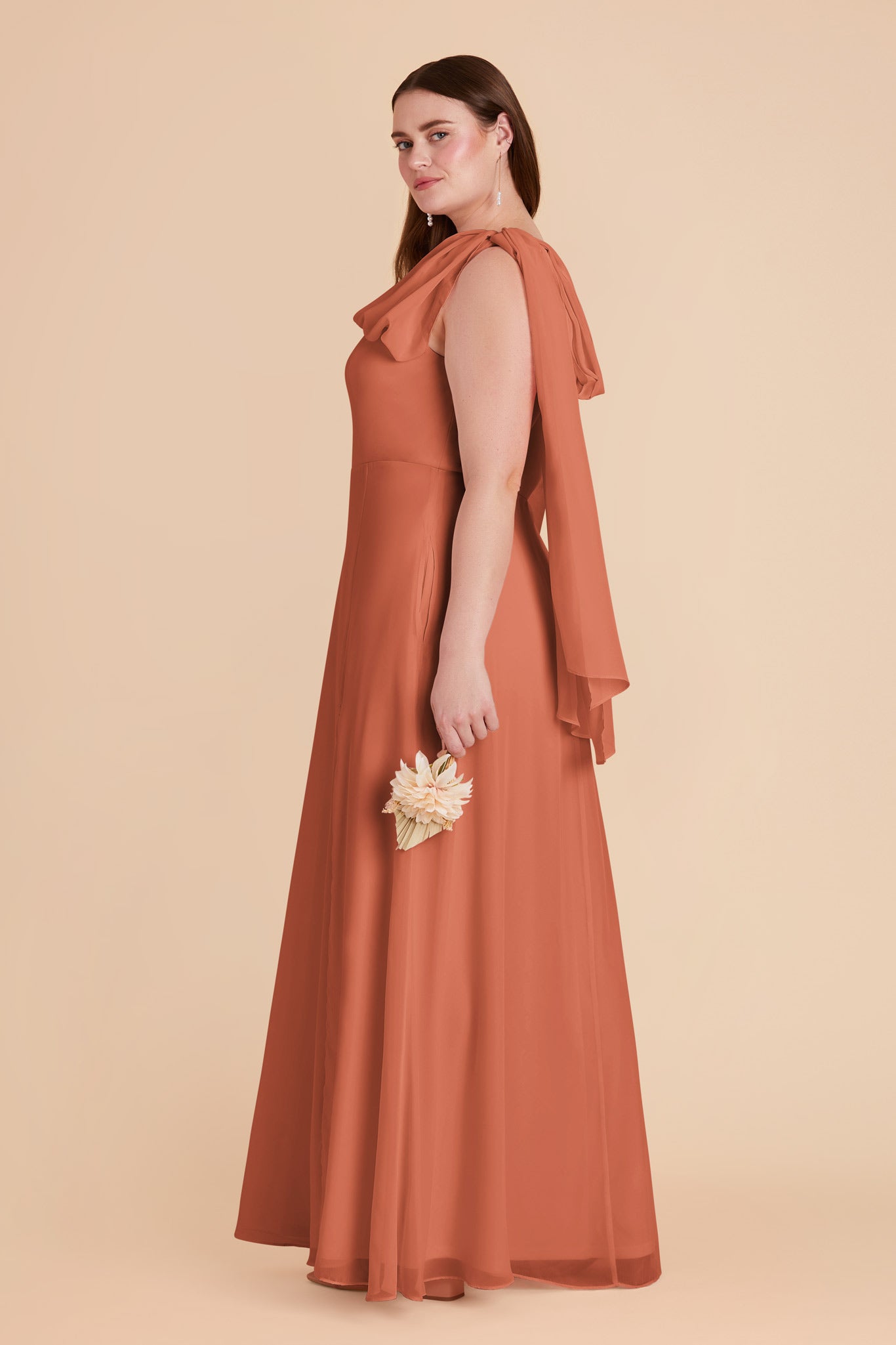 Terracotta Melissa Chiffon Dress by Birdy Grey