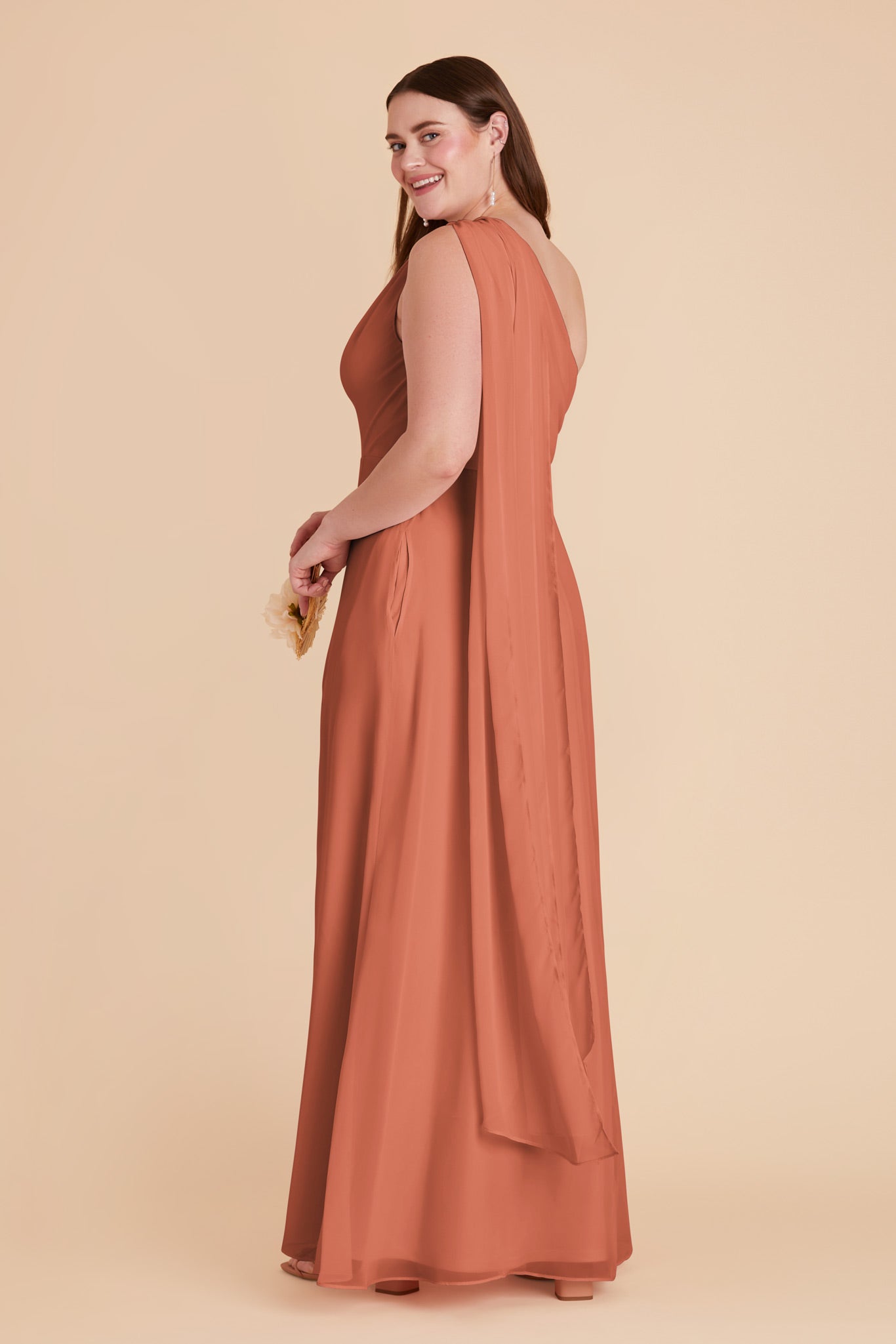 Terracotta Melissa Chiffon Dress by Birdy Grey