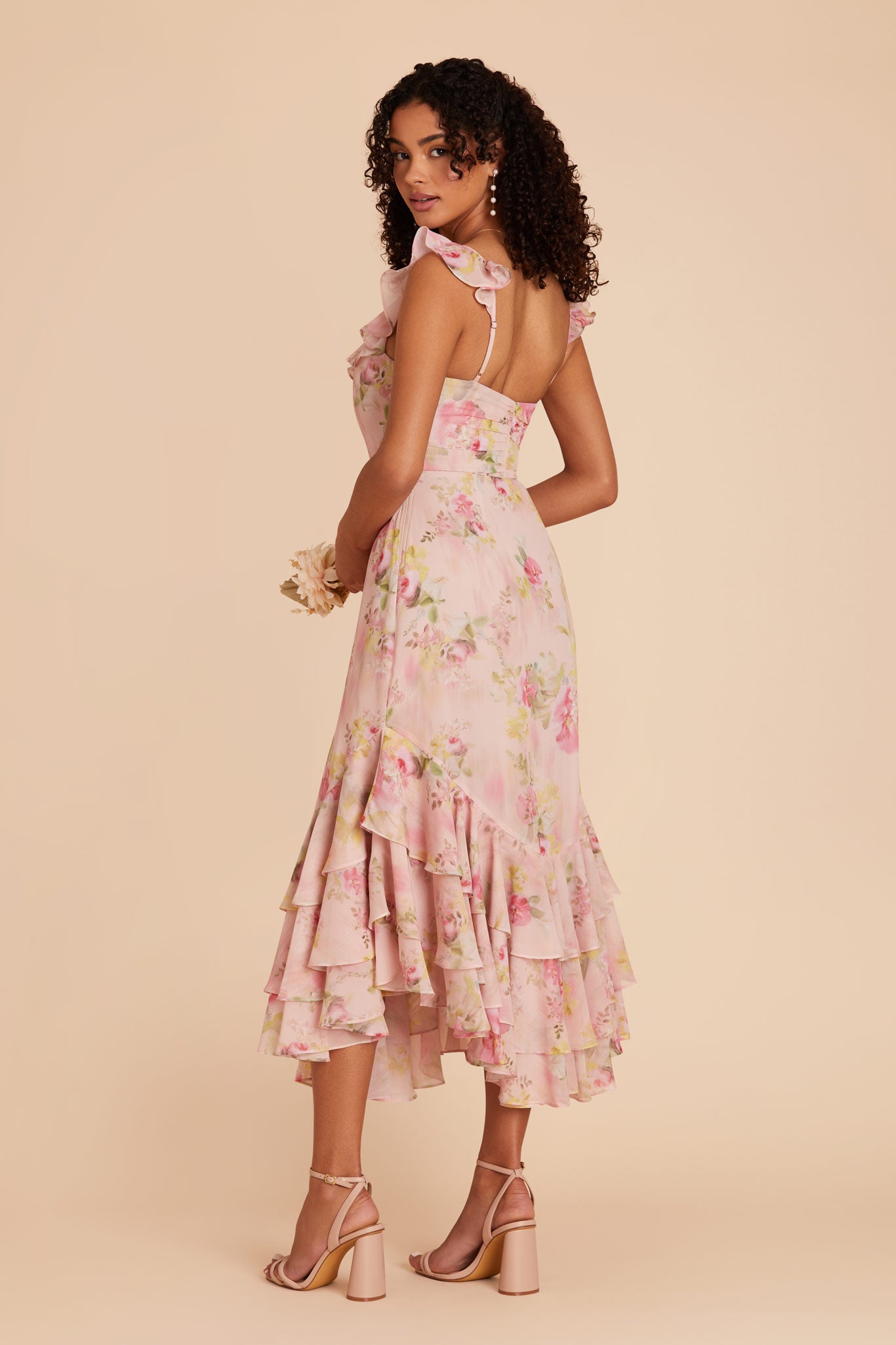 Vintage Pink Floral Ginny Chiffon Dress by Birdy Grey