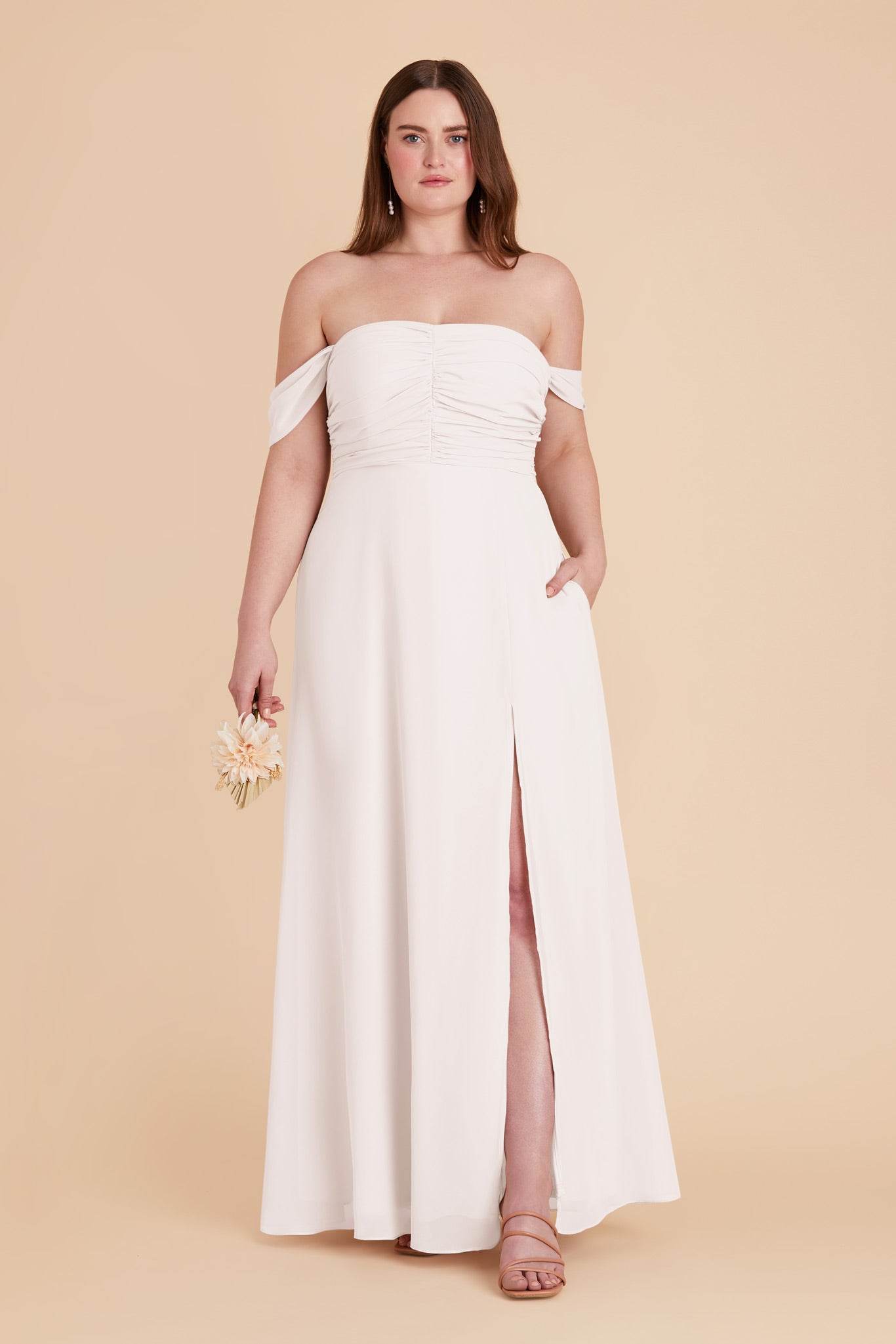 White Cara Chiffon Dress by Birdy Grey