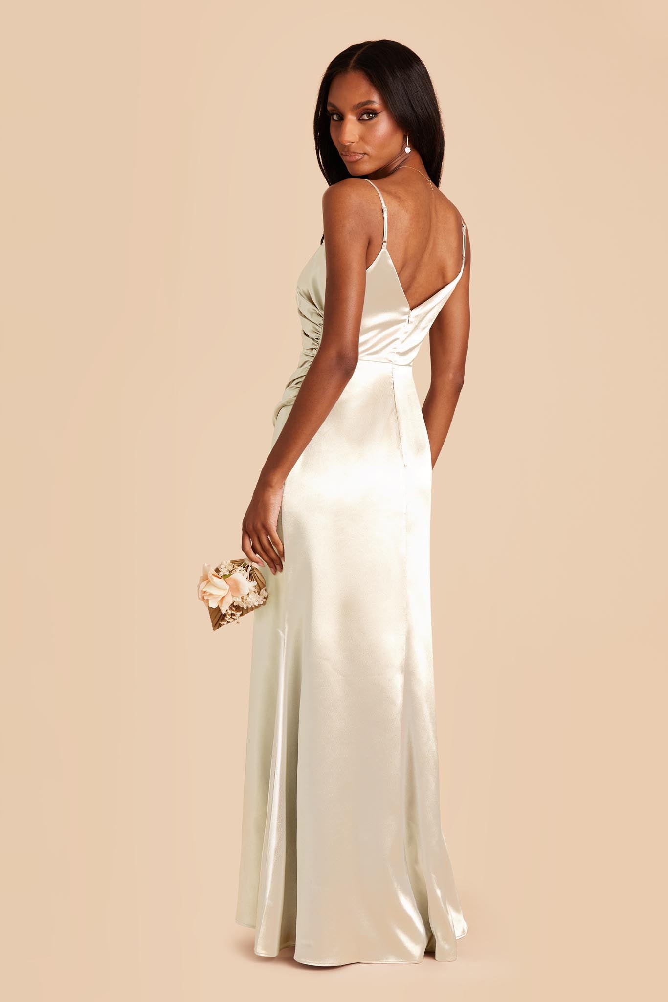 Catherine Shiny Satin Dress - White