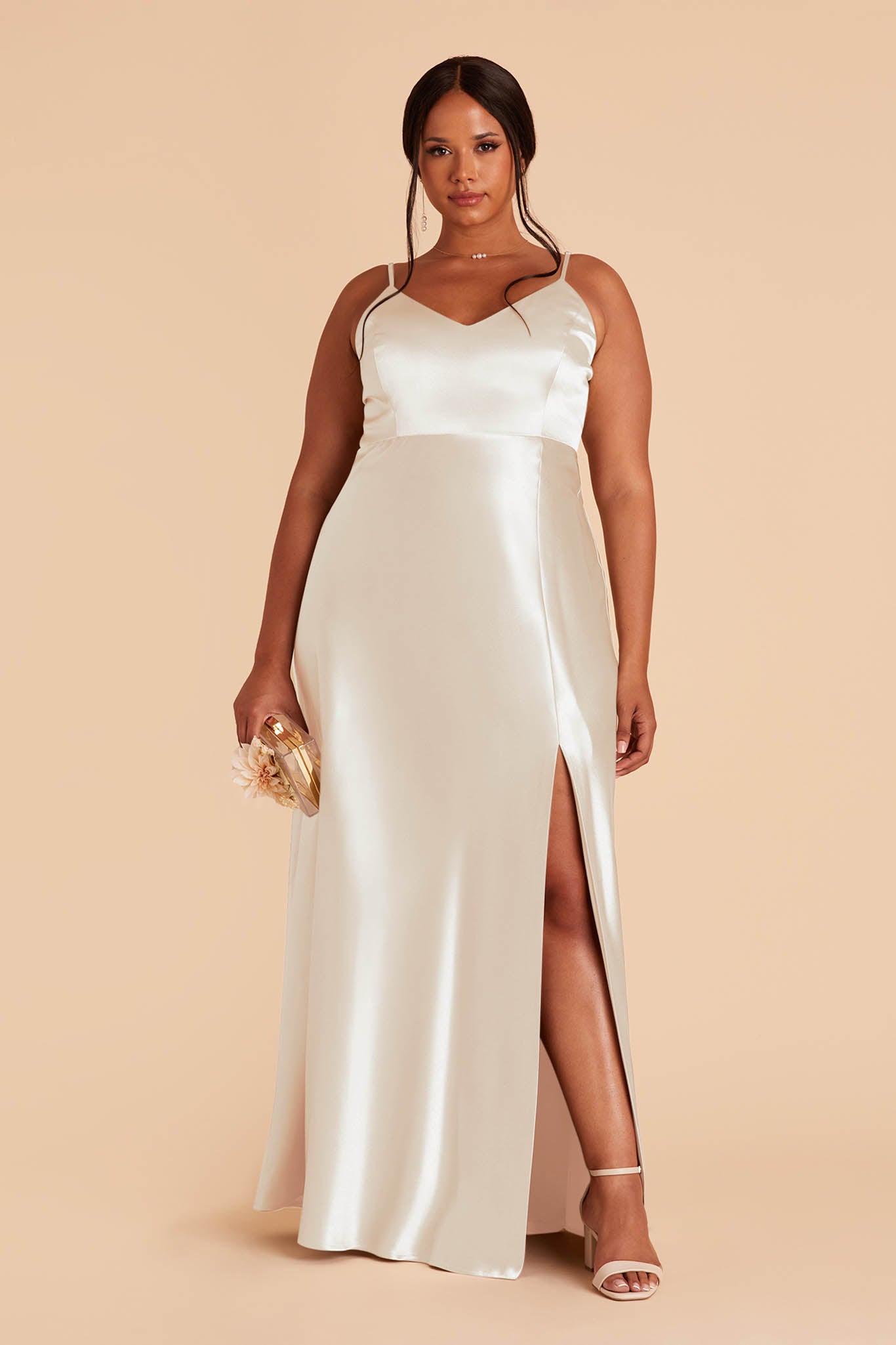 Jay Shiny Satin Dress - White