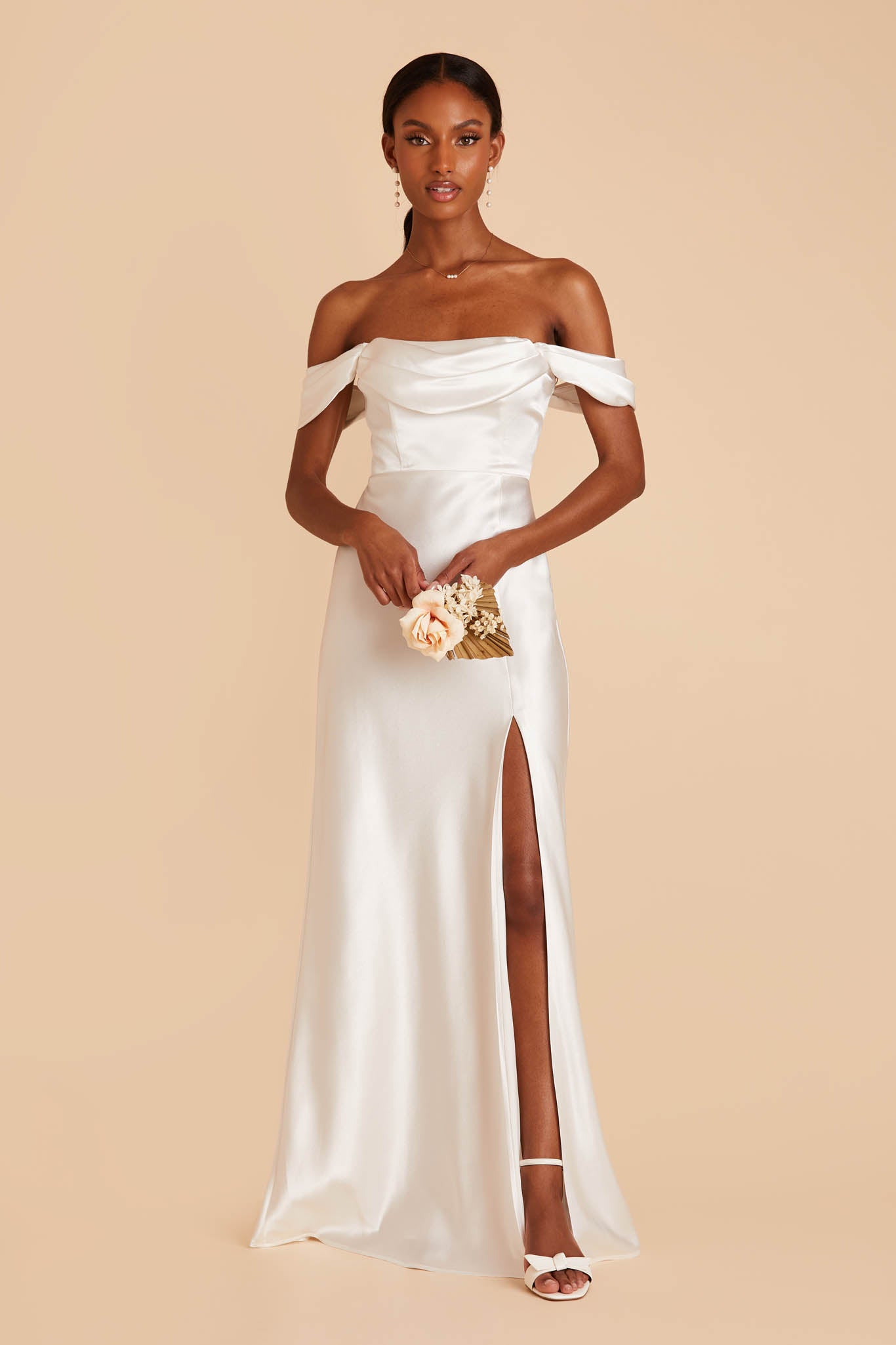Mia Shiny Satin Convertible Dress - White