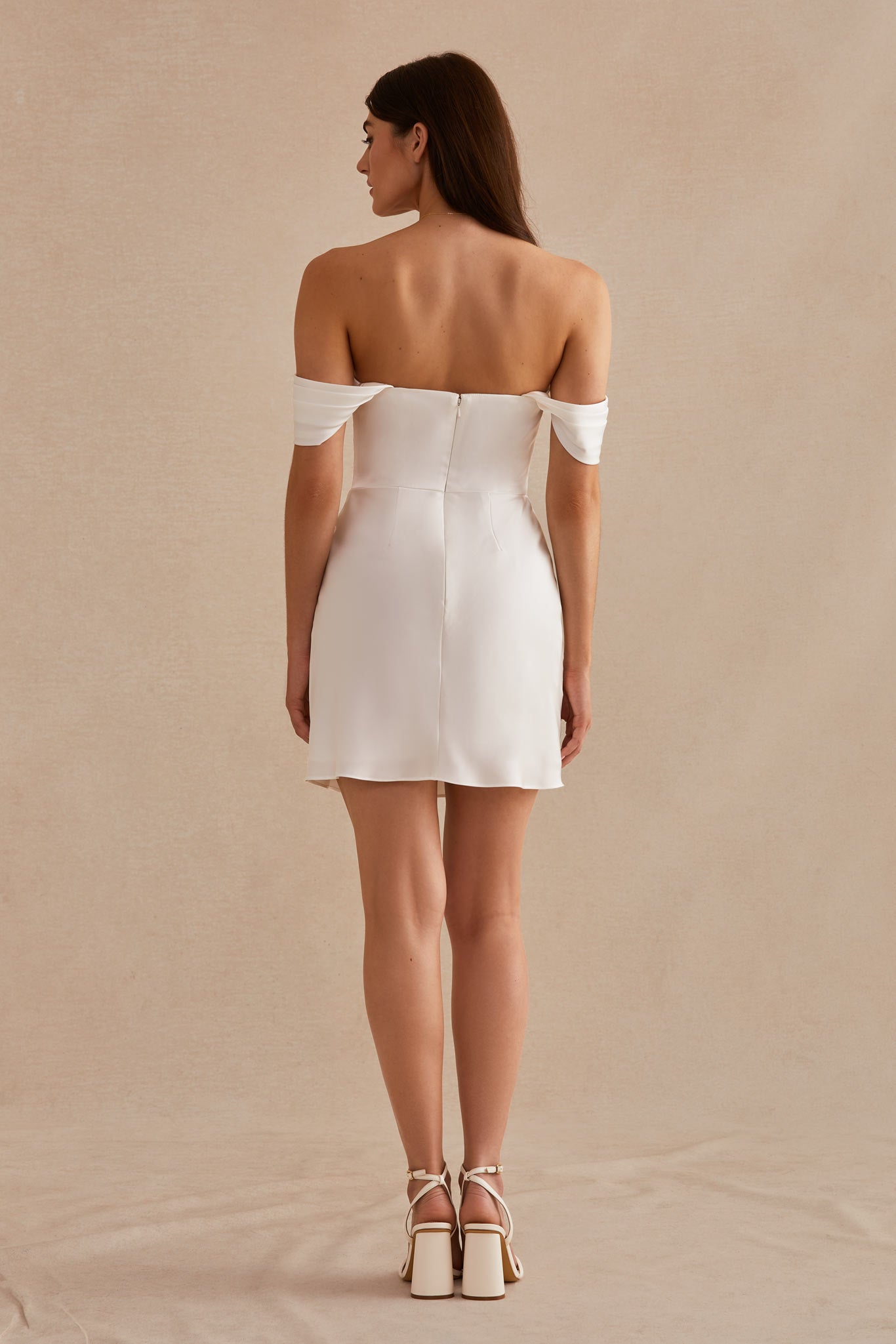 Mia Matte Satin Convertible White Mini Dress
