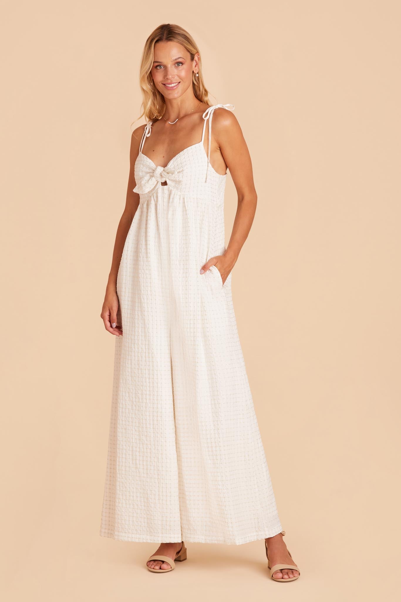 White Loose Jumpsuit with Lurex