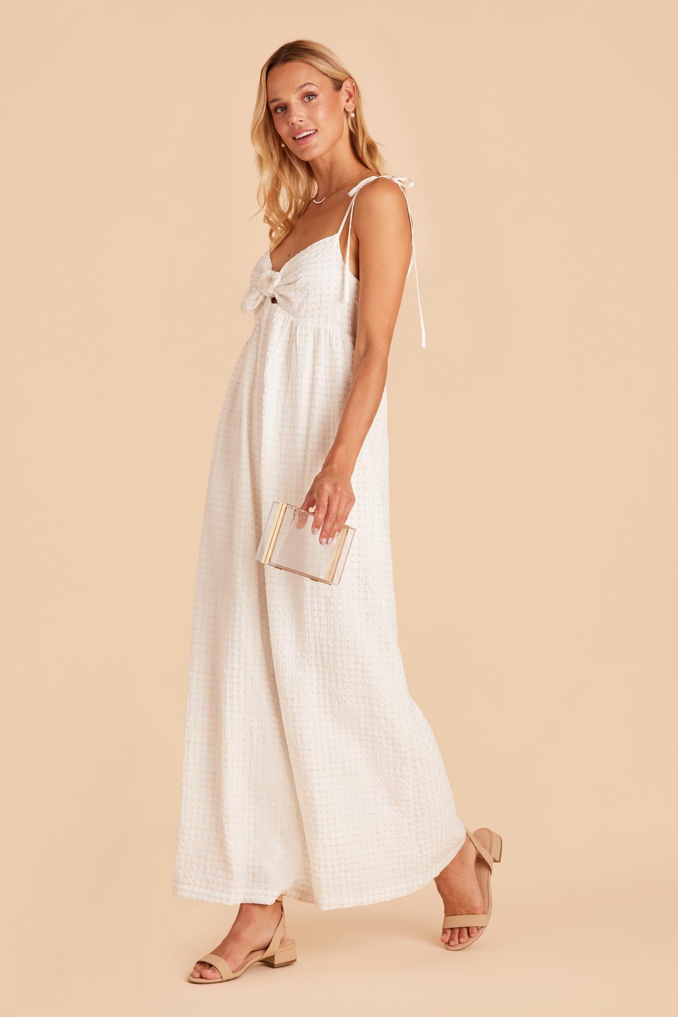 White Loose Jumpsuit with Lurex