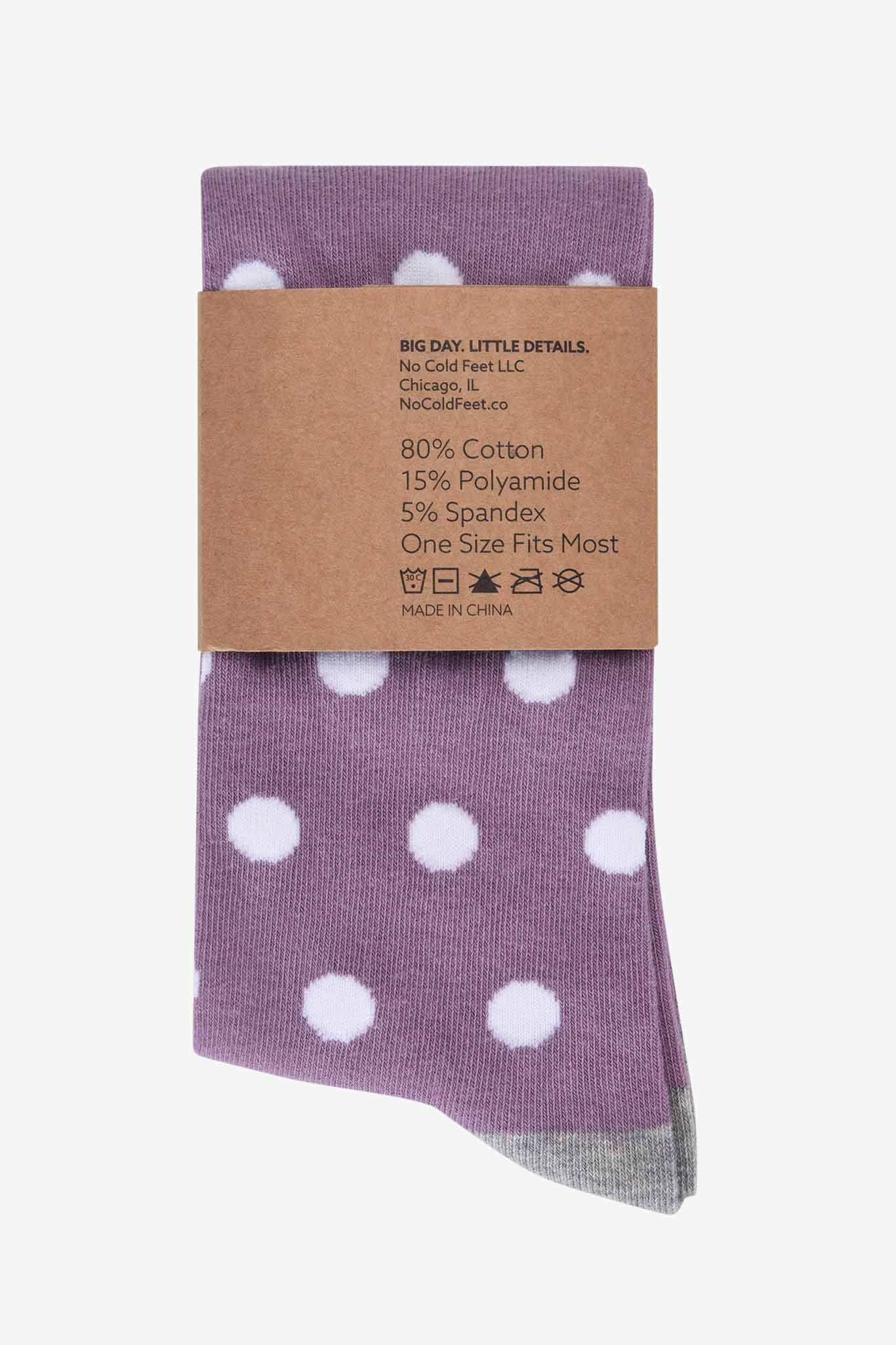 Lavender with White Polka Dot Groomsmen Socks by No Cold Feet