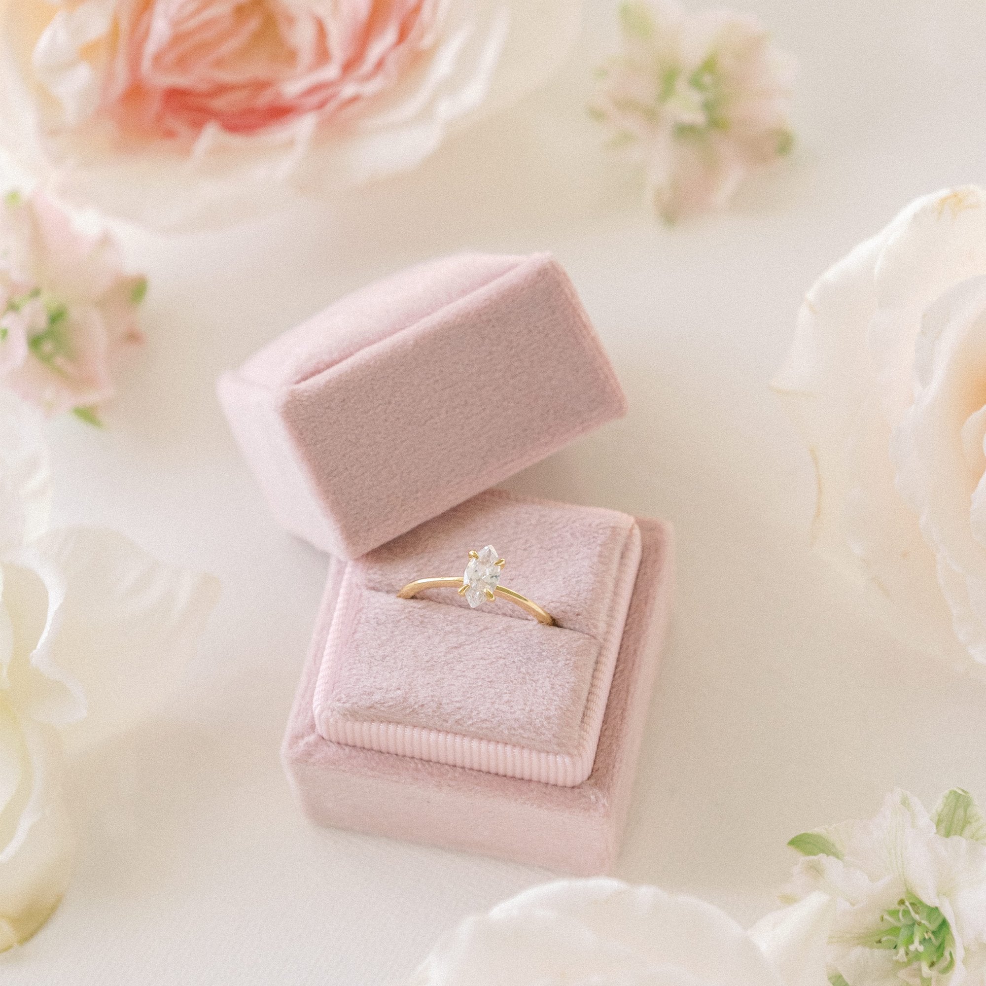 Rose Pink Velvet Ring Box by Birdy Grey