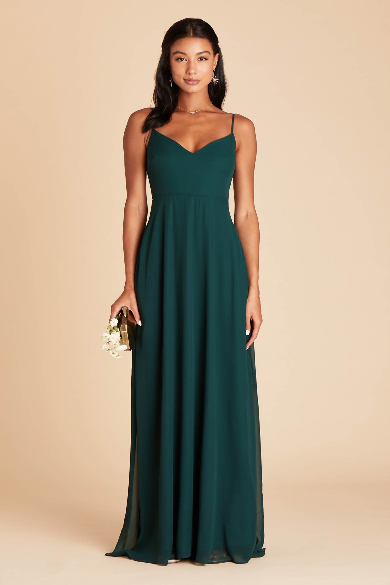 Devin Convertible Chiffon Bridesmaid Dress in Emerald | Birdy Grey