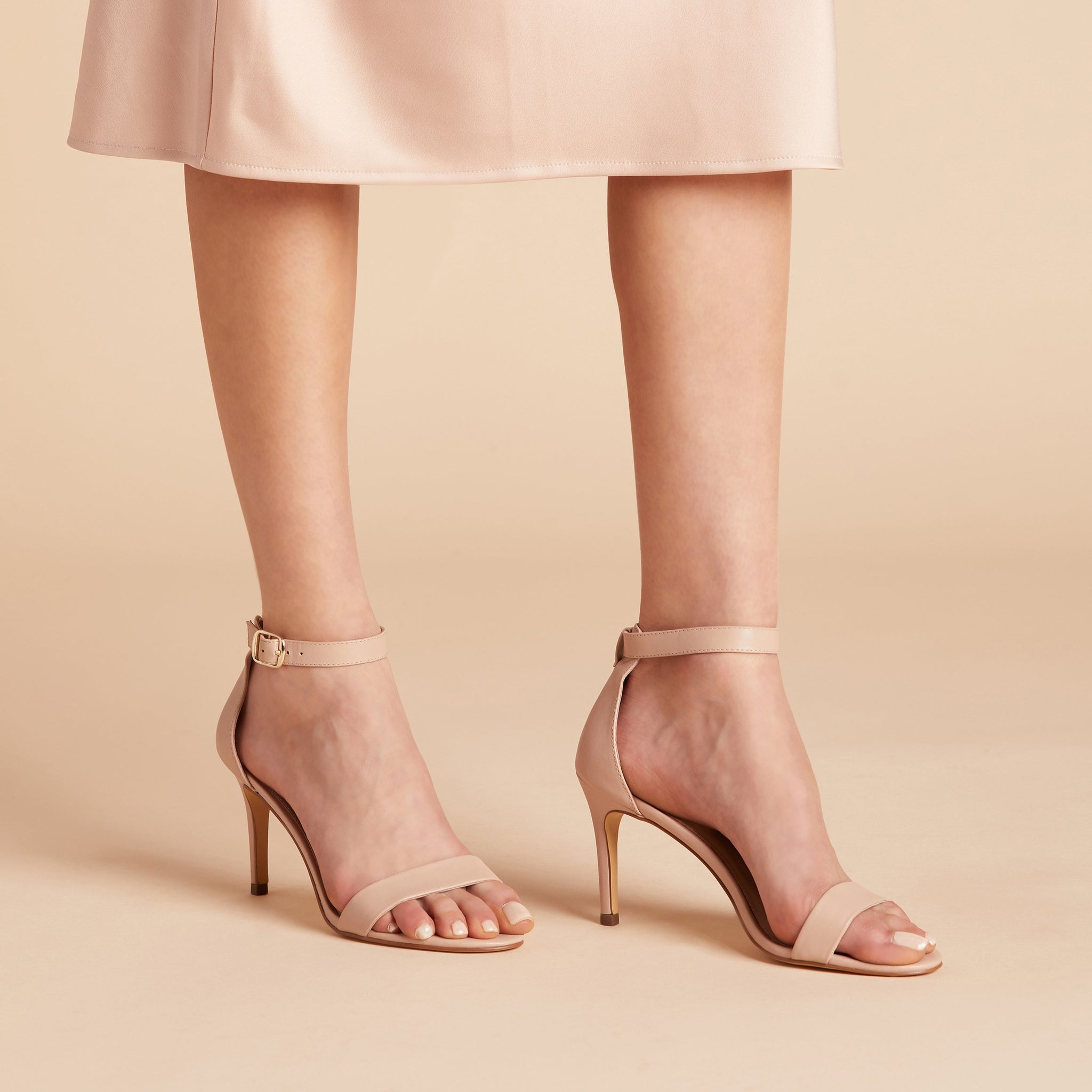 Jenny Stiletto Heel in nude blush by Birdy Grey, front view