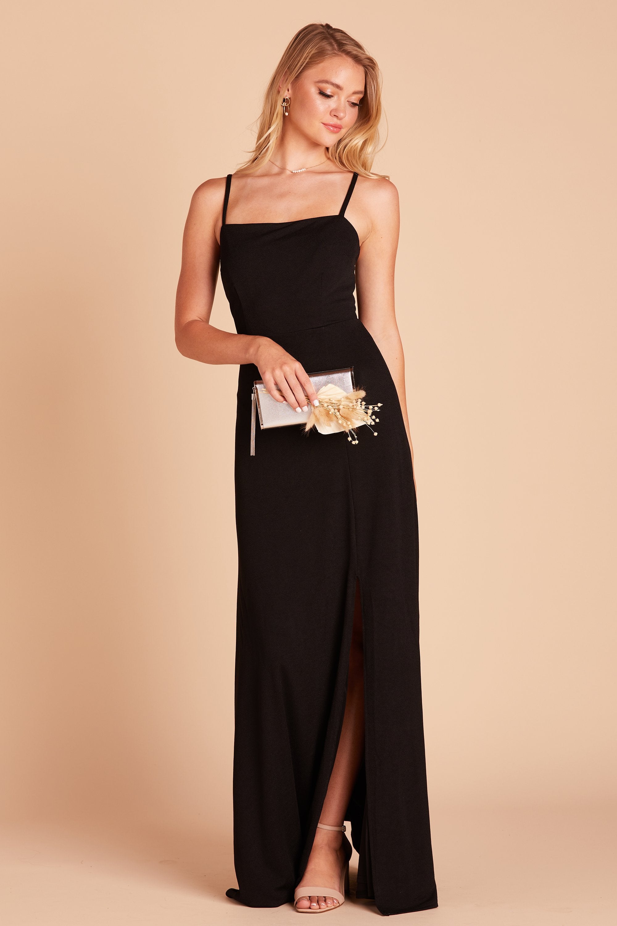 SK Fashion Trendy and Stylish Self Design Crepe Blend Stitched Straight Gown  Women Long Fit & Flare Stitched Gown (Black)
