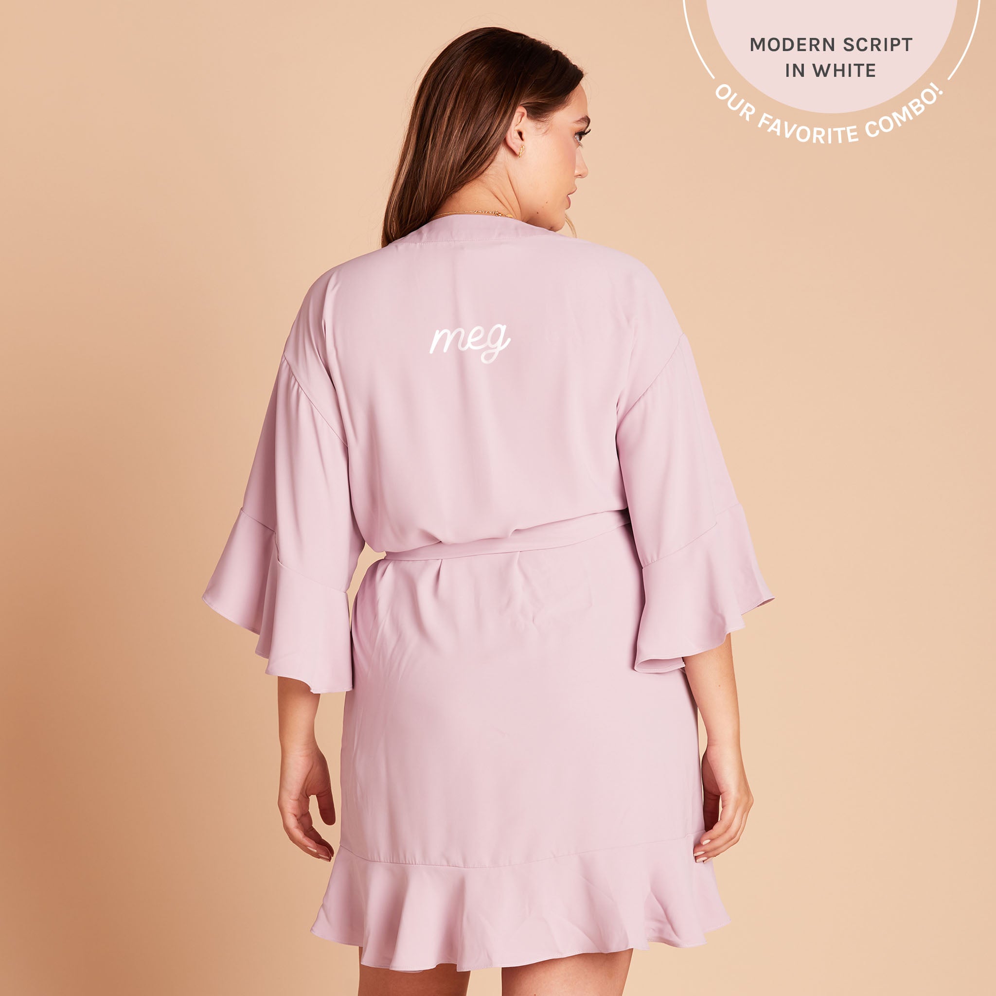 Kenny Ruffle Robe in lavender by Birdy Grey, back view