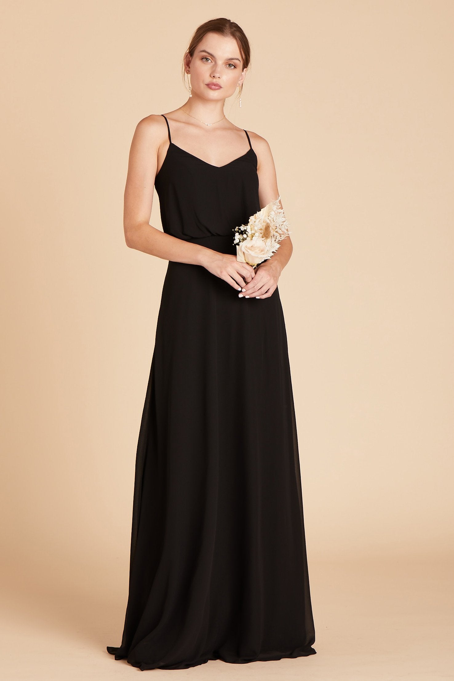 Gwennie Chiffon Bridesmaid Dress in Black | Birdy Grey