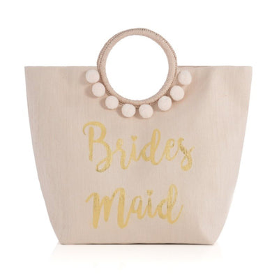 Straw Bridesmaid Tote in blush by Birdy Grey, front view