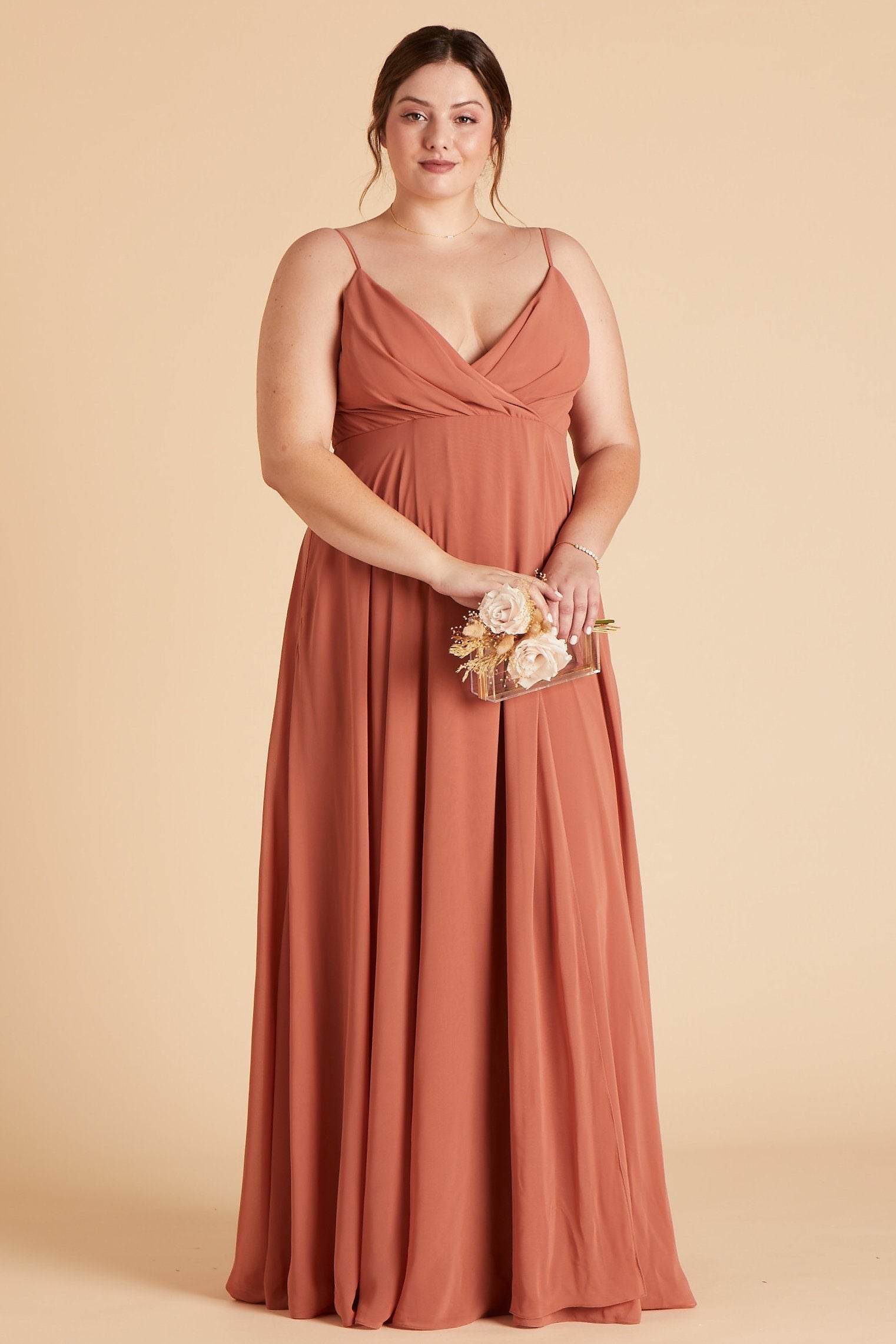 Kaia Chiffon Bridesmaid Dress in Terracotta