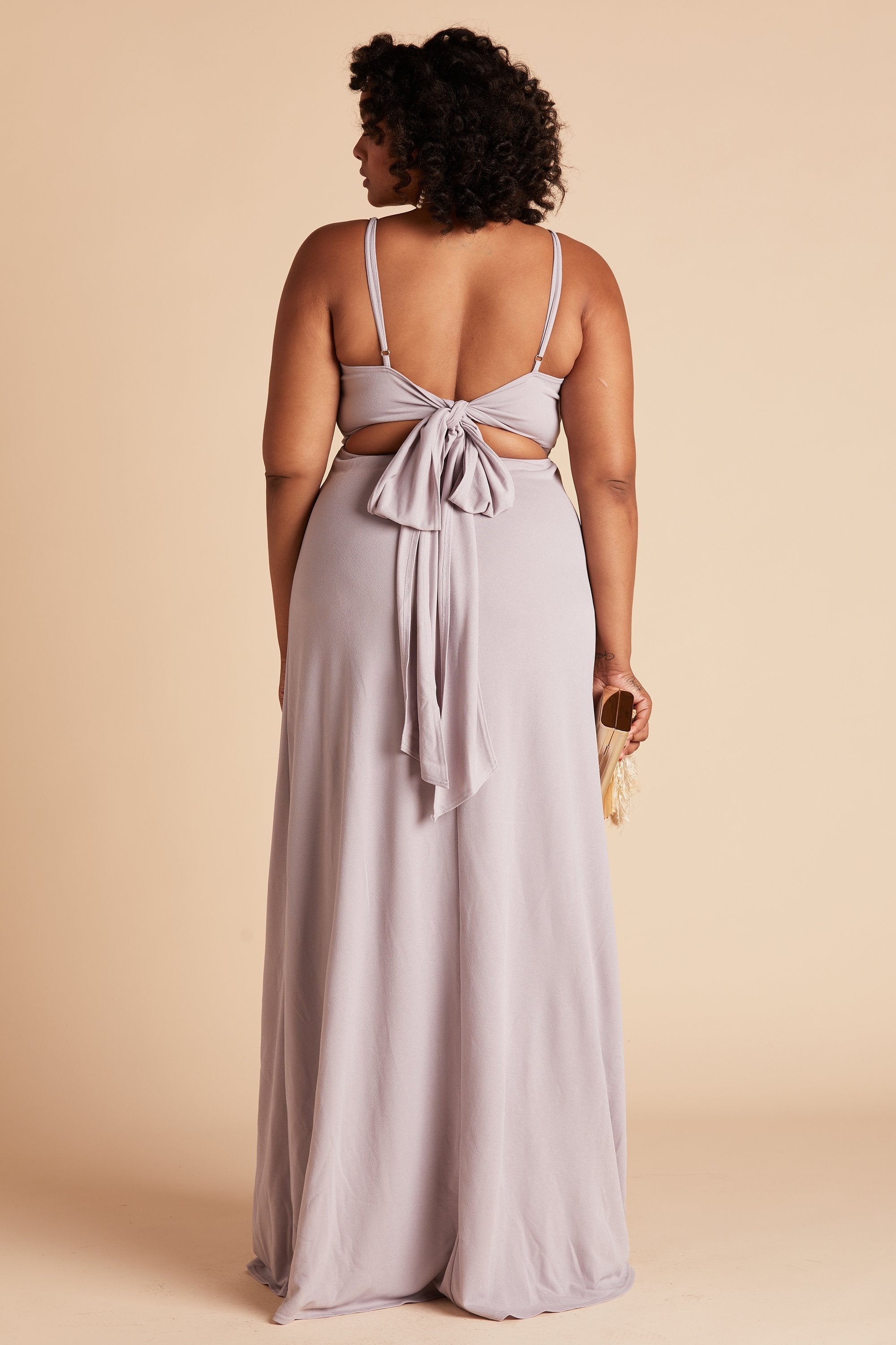 Benny plus size bridesmaid dress in lilac purple crepe by Birdy Grey, back view