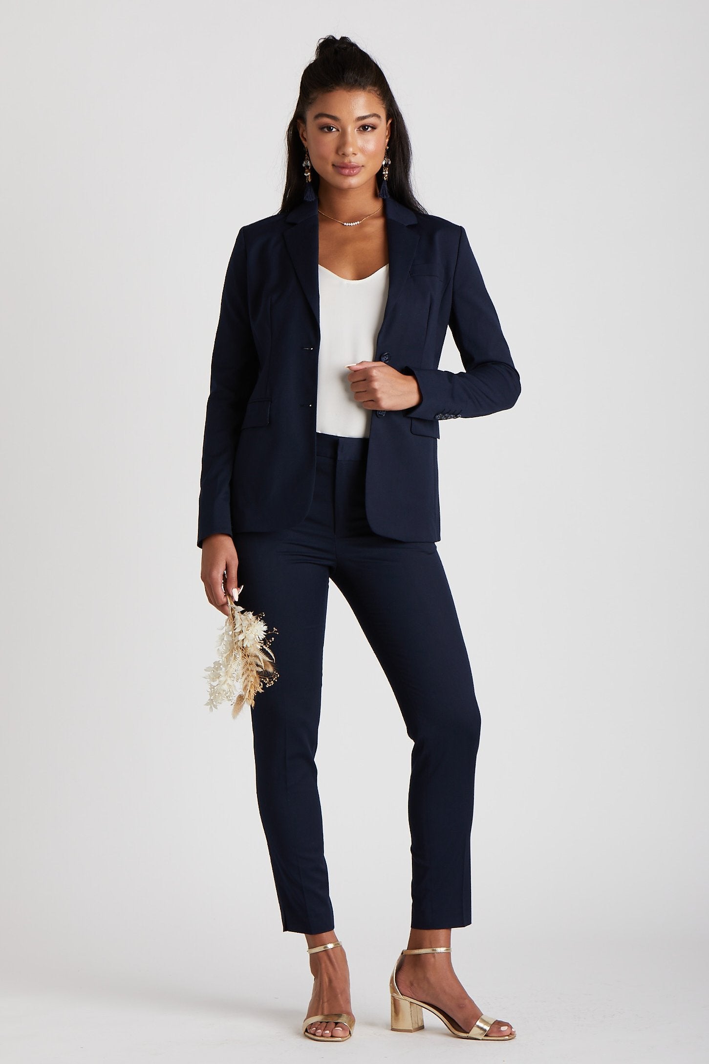 Women's Navy Blue Suit Pants by SuitShop