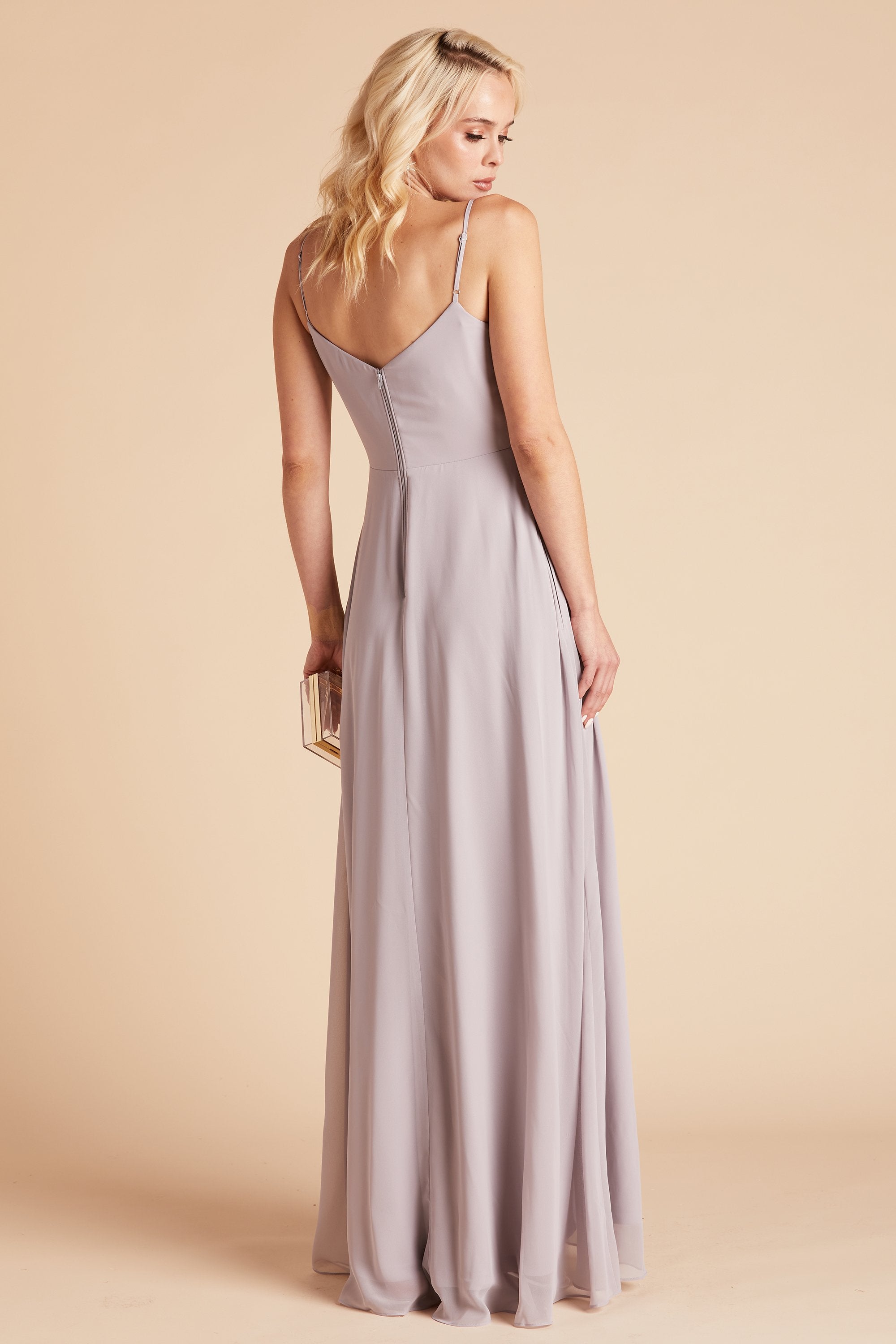 Devin convertible bridesmaids dress in lilac purple chiffon by Birdy Grey, back view