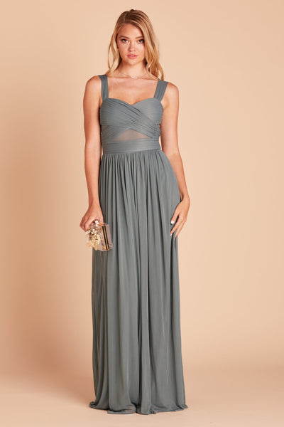 Elsye bridesmaid dress in sea glass green chiffon by Birdy Grey, front view