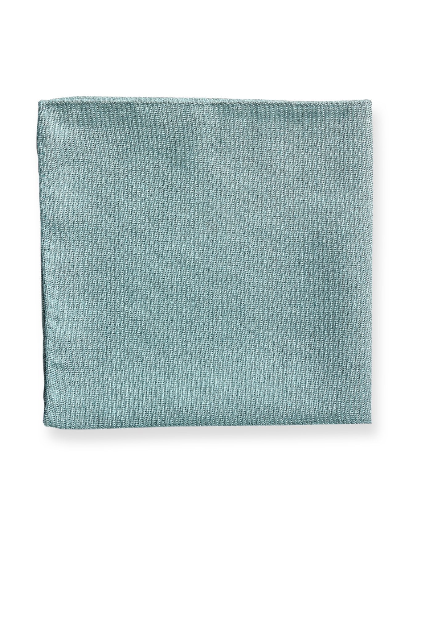 Front view of the Didi Pocket Square by Birdy Grey in sea glass with a matte finish folded in quarters.