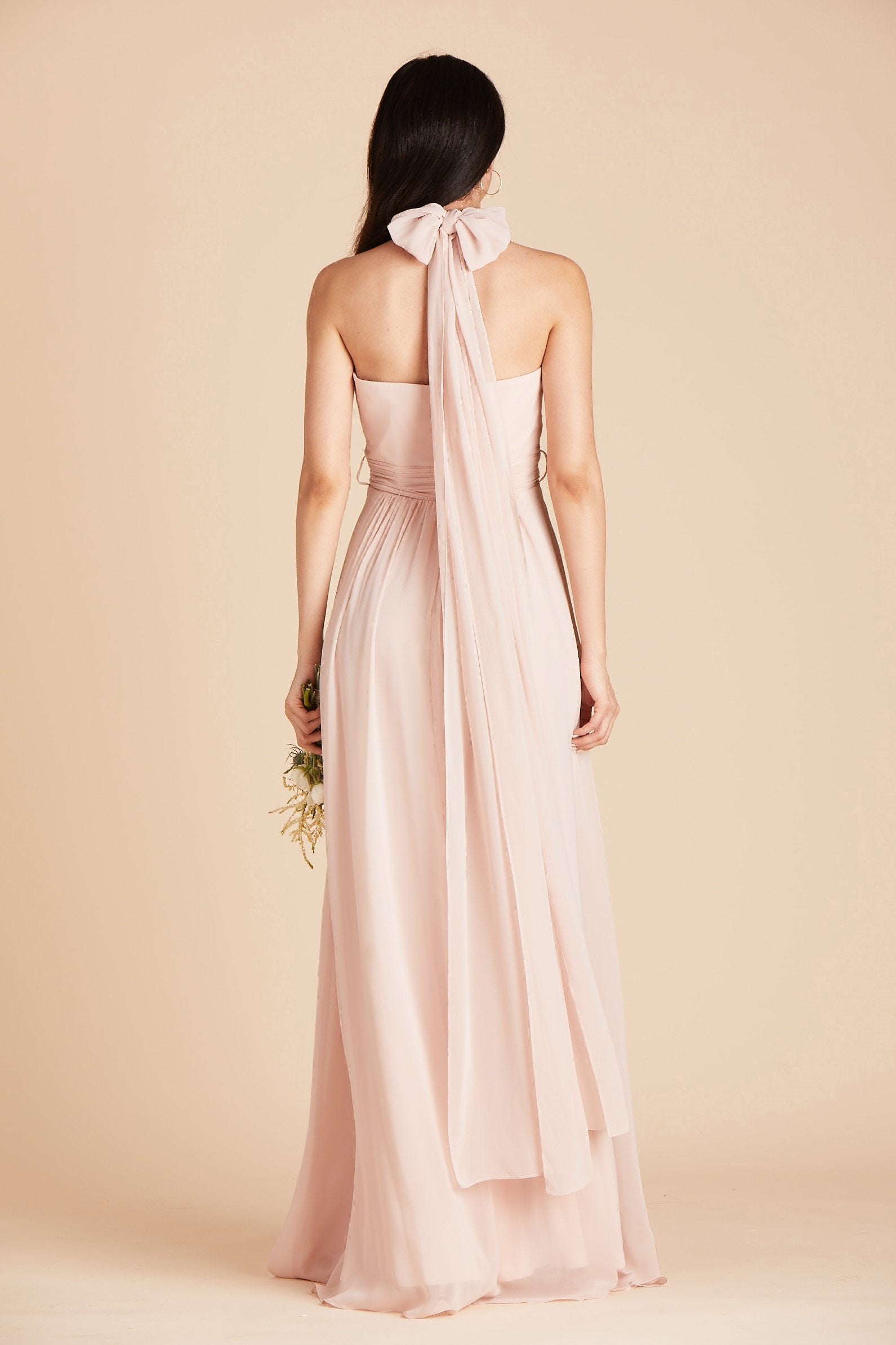 Grace convertible bridesmaid dress in pale blush pink chiffon by Birdy Grey, back view