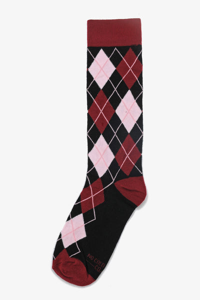 Black, Red, and Pink Argyle Groomsmen Socks by No Cold Feet
