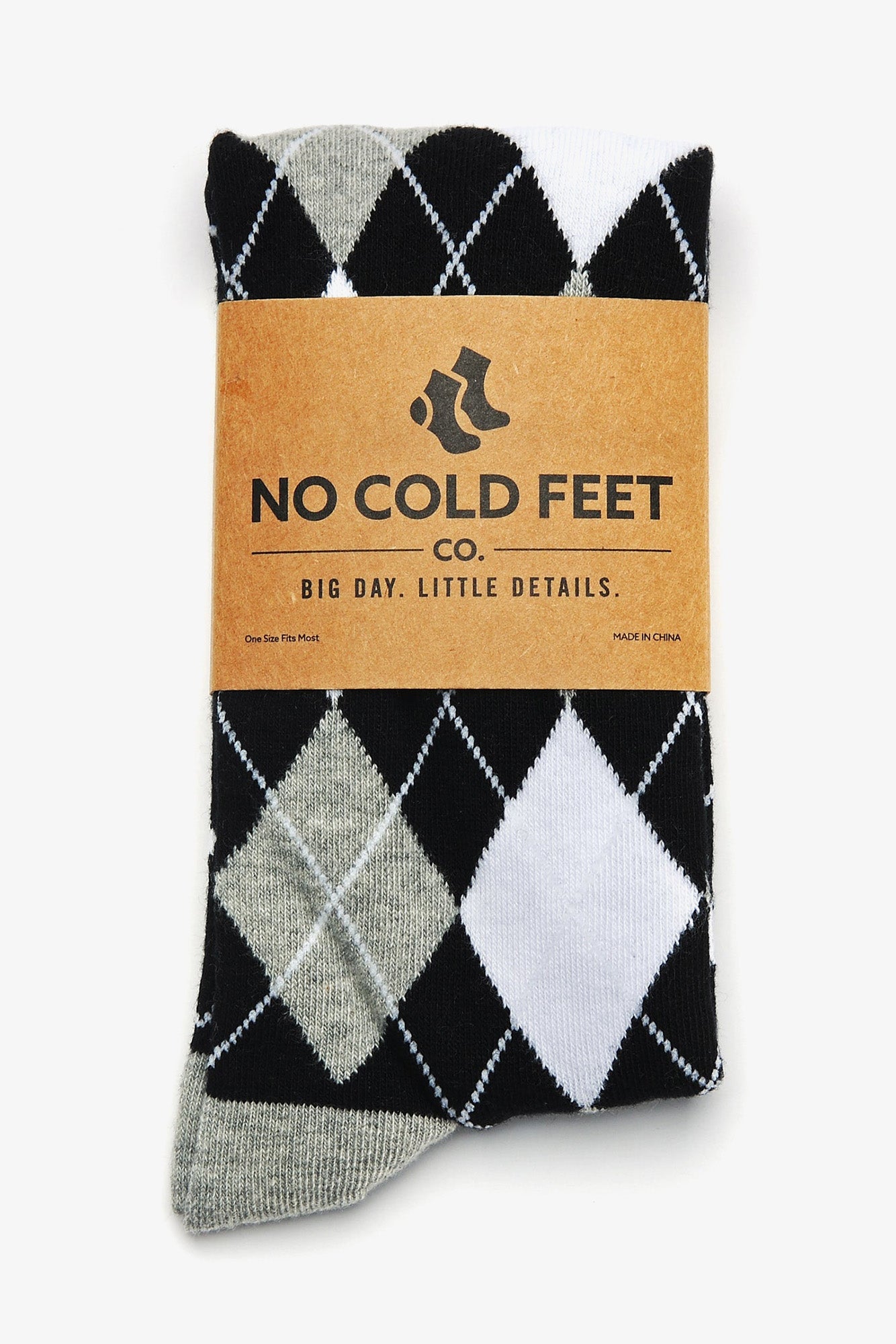 Black and White Argyle Groomsmen Socks by No Cold Feet