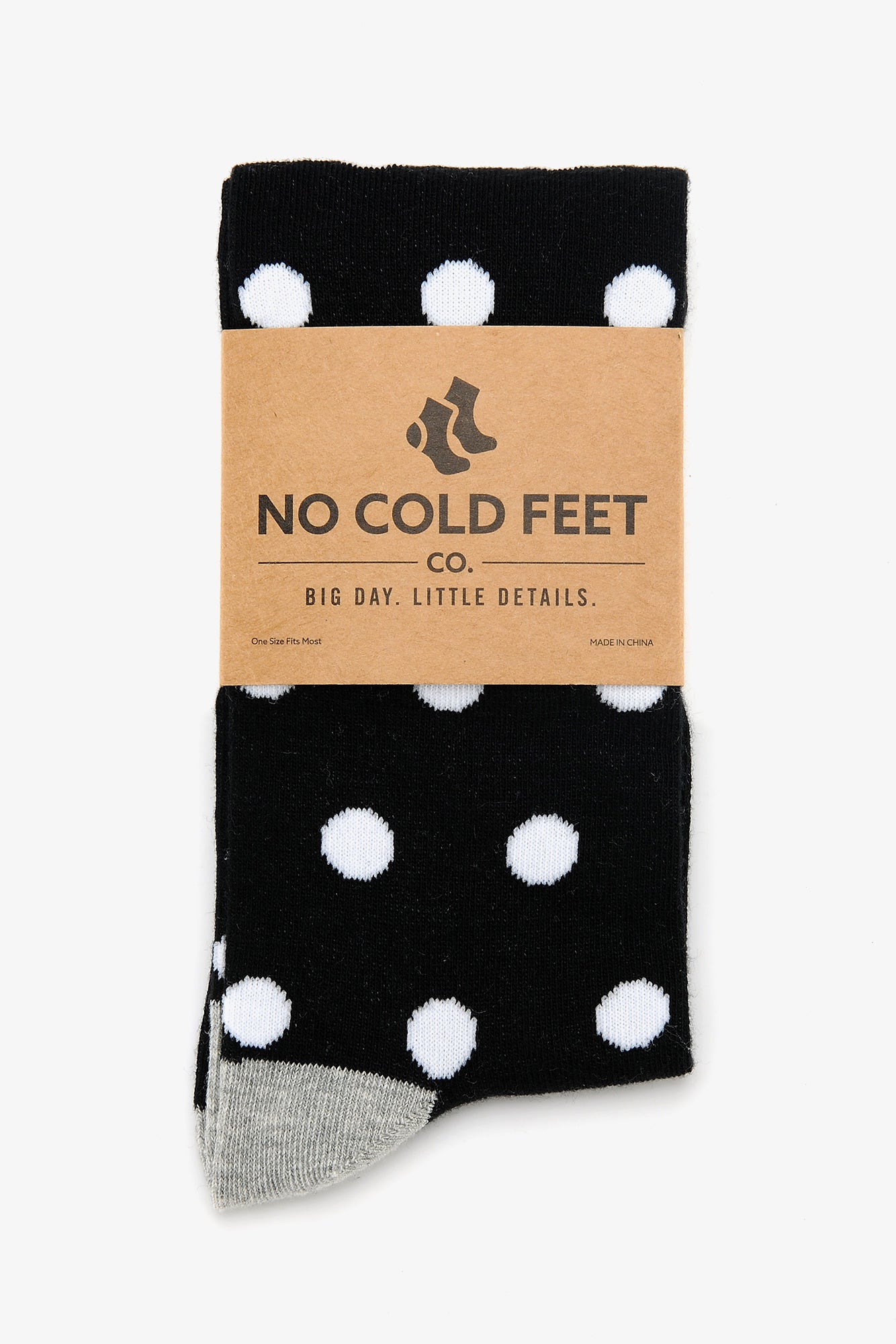 Black with White Polka Dot Groomsmen Socks by No Cold Feet