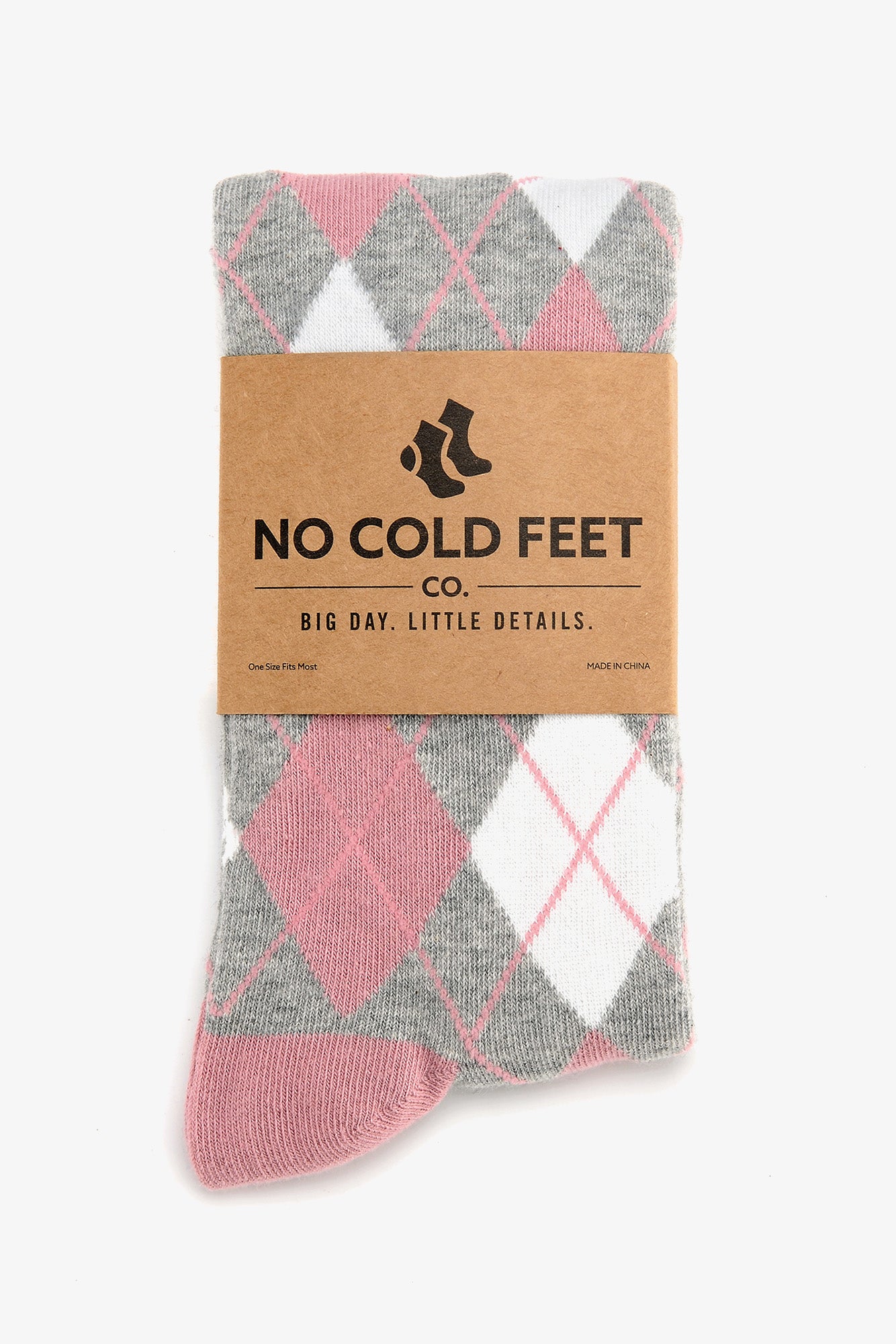 Dusty Rose and Grey Argyle Groomsmen Socks by No Cold Feet