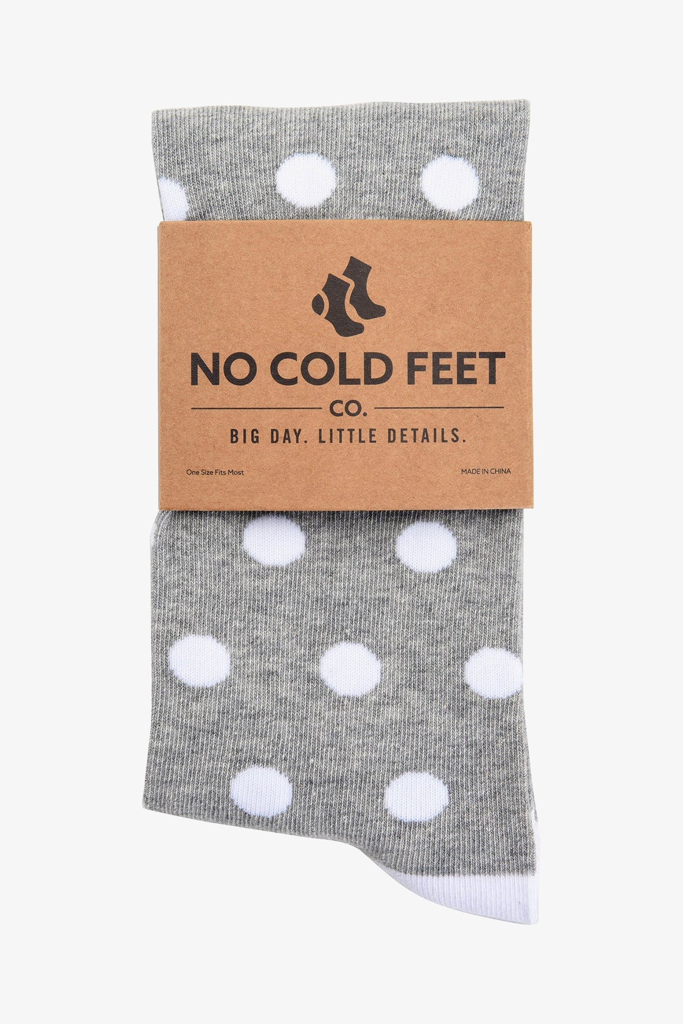 Grey with White Polka Dot Groomsmen Socks by No Cold Feet