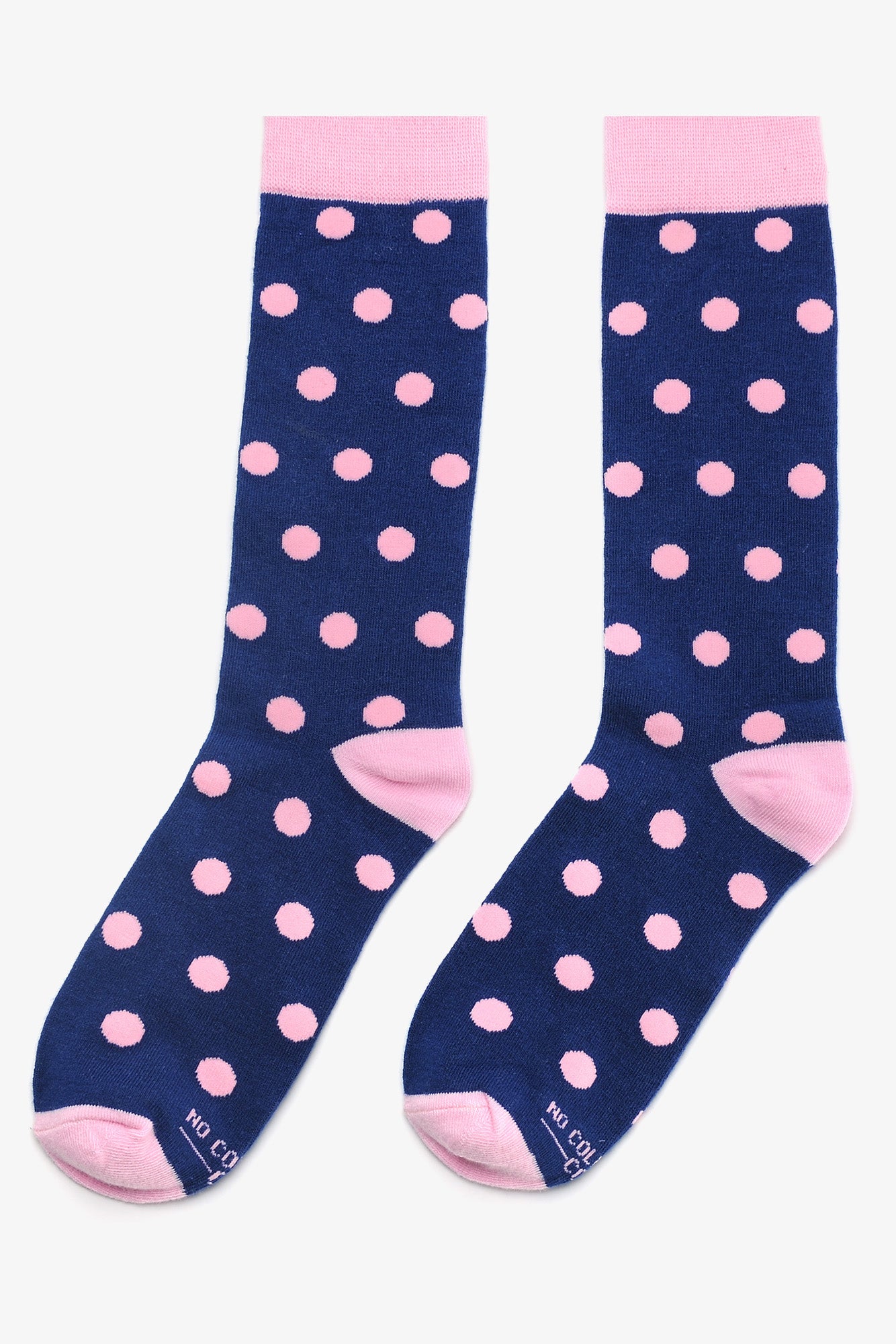 Navy with Pink Polka Dot Groomsmen Socks by No Cold Feet