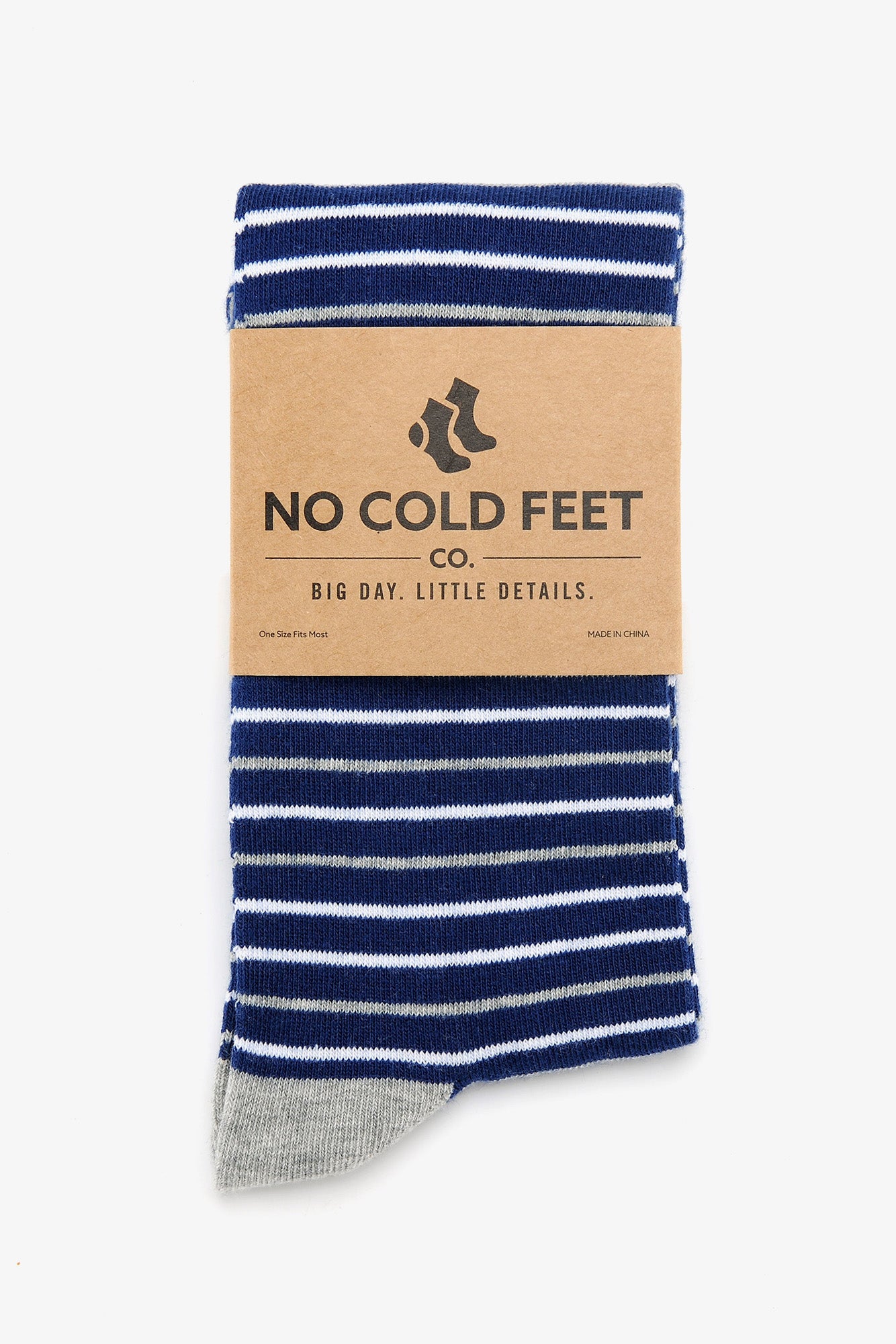 Navy Striped Groomsmen Socks by No Cold Feet