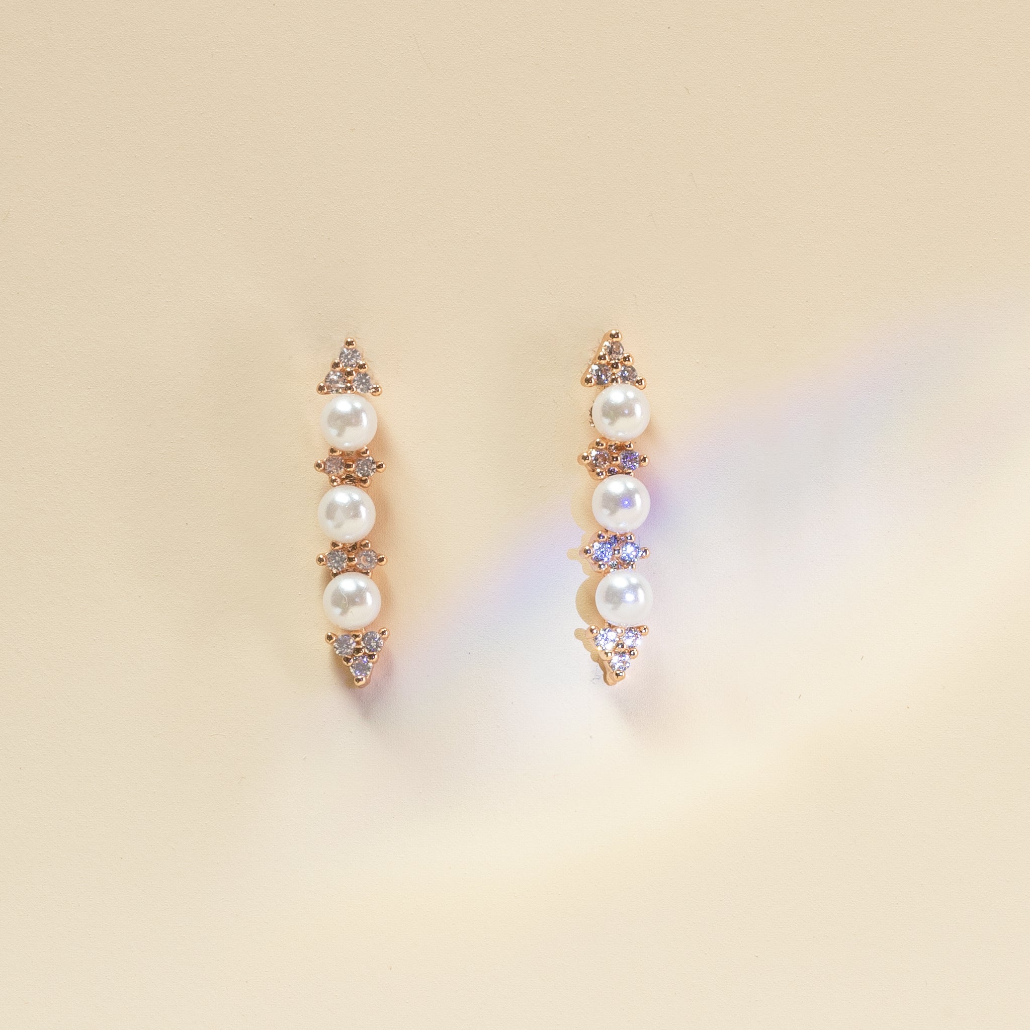 Santa Maria Pearl and Crystal Earrings, front view