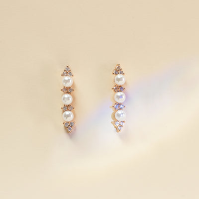 Santa Maria Pearl and Crystal Earrings, front view