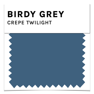 Bridesmaid dress swatch in twilight crepe by Birdy Grey, front view