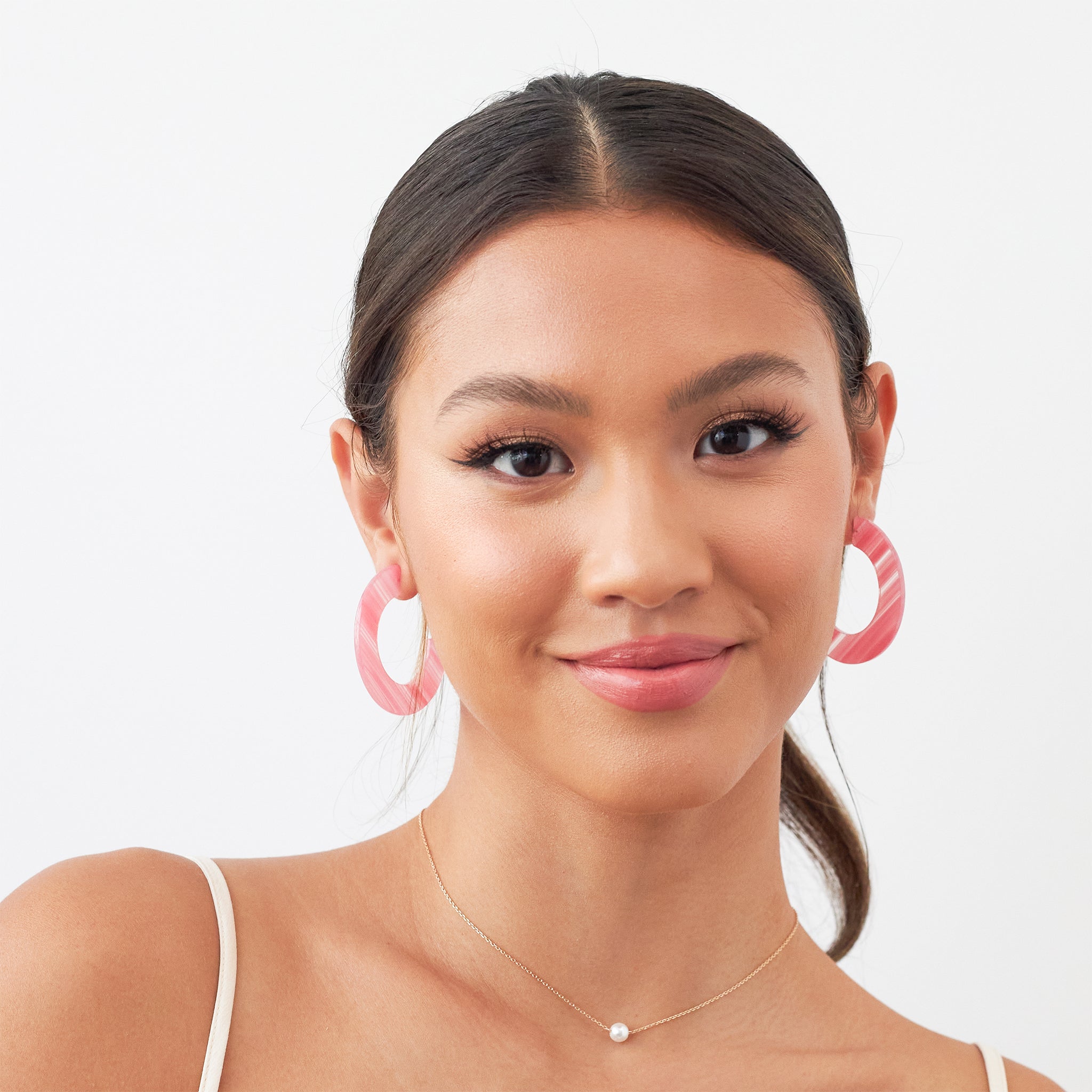 Resin Hoop Earrings in Pink