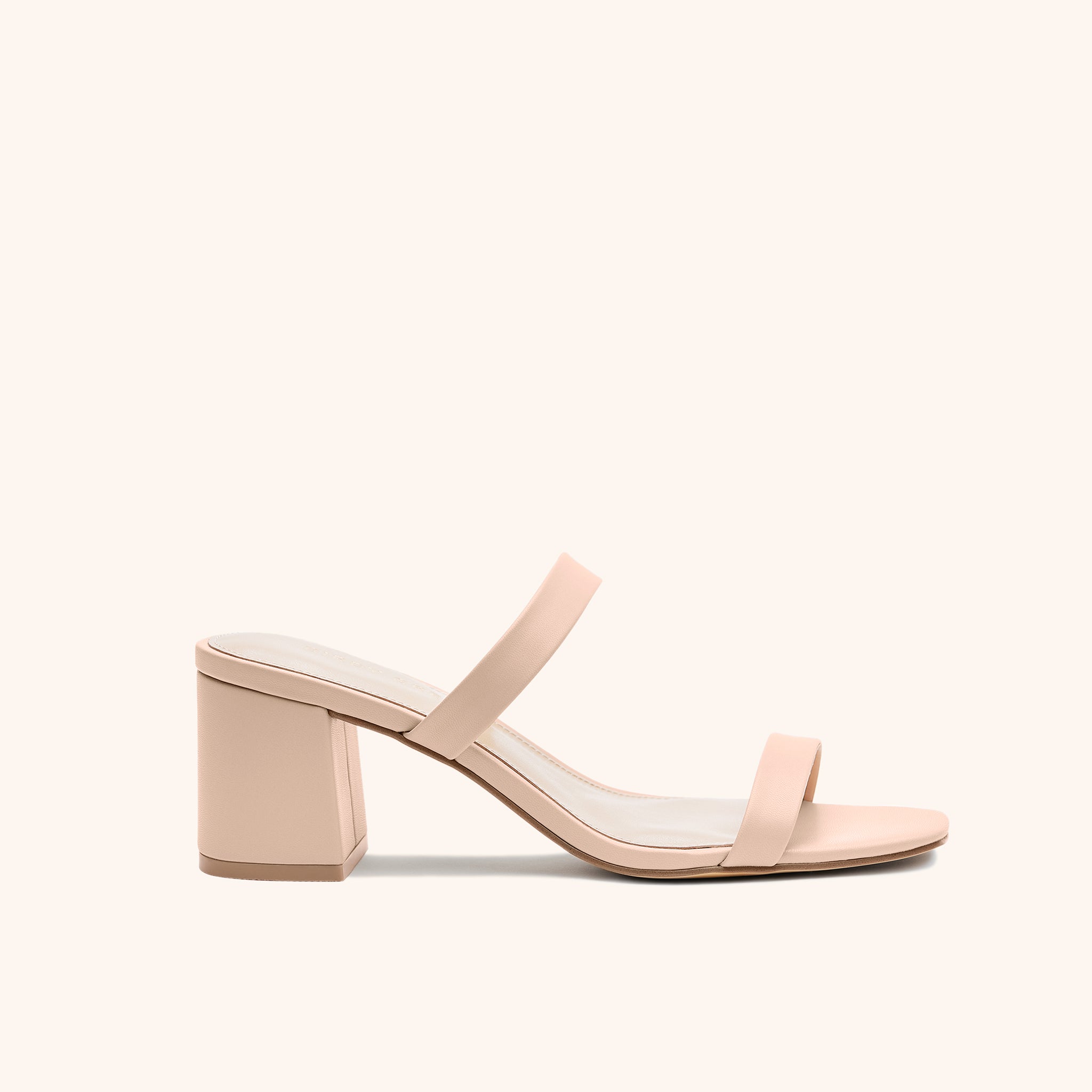 Alby Low Chunky Heel in Nude Blush by Birdy Grey, side view